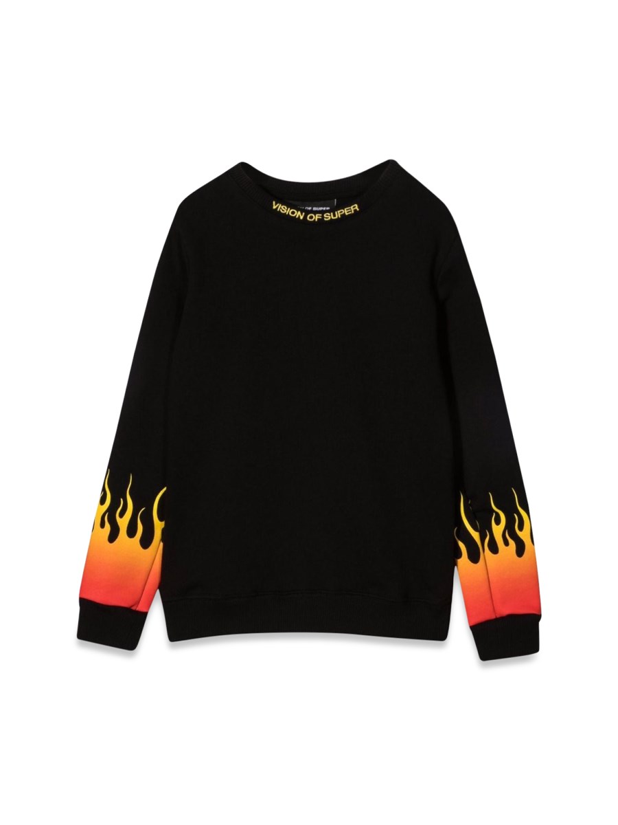 BLACK CREWNECK  WITH RED SHADED FLAMES