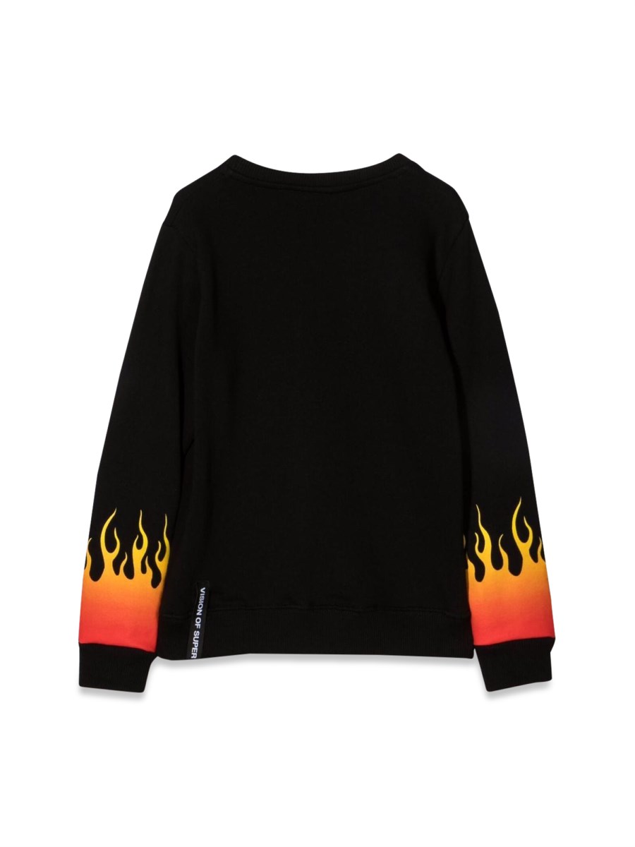 BLACK CREWNECK  WITH RED SHADED FLAMES