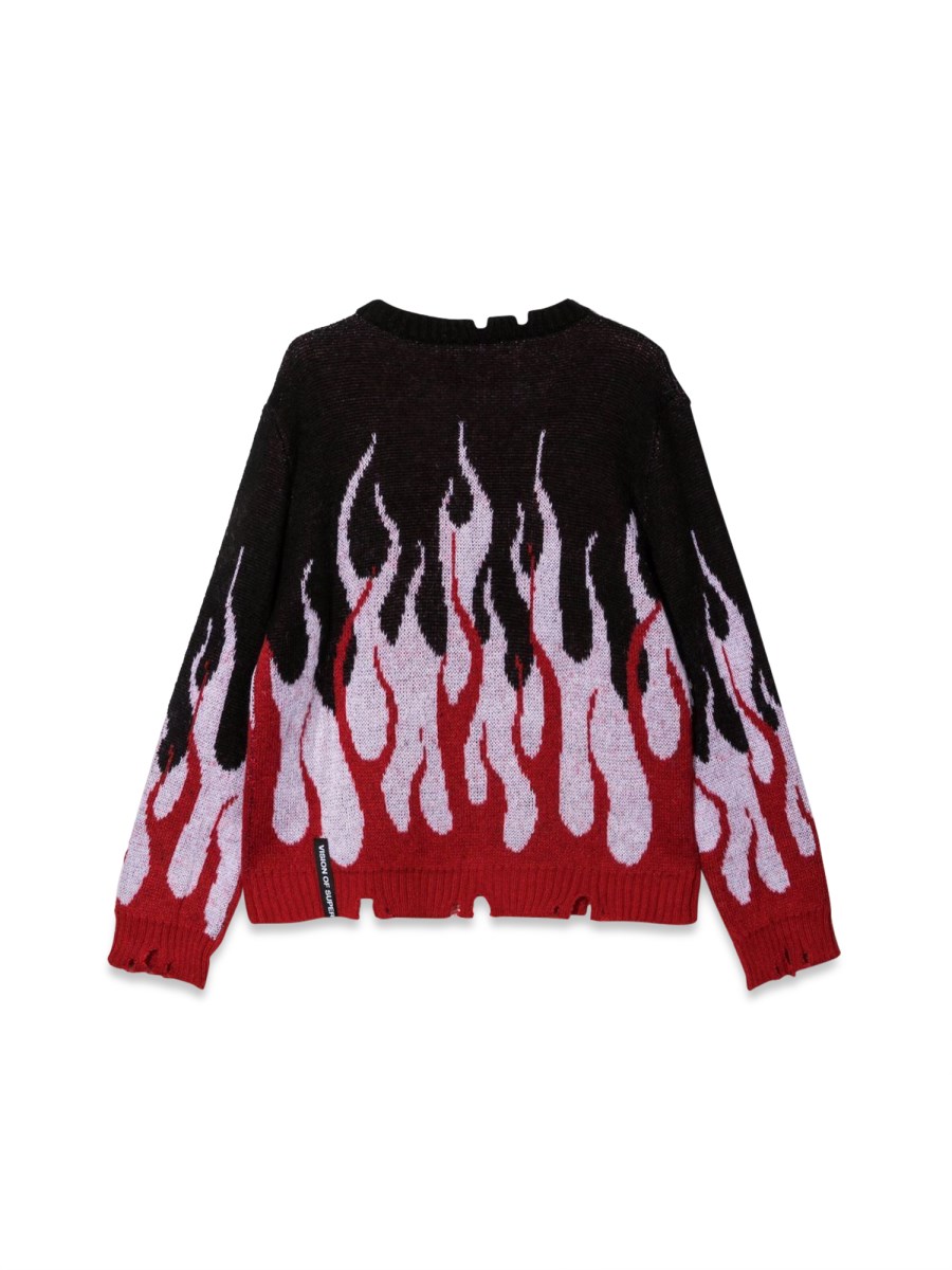 BLACK SWEATER WITH DOUBLE FLAMES