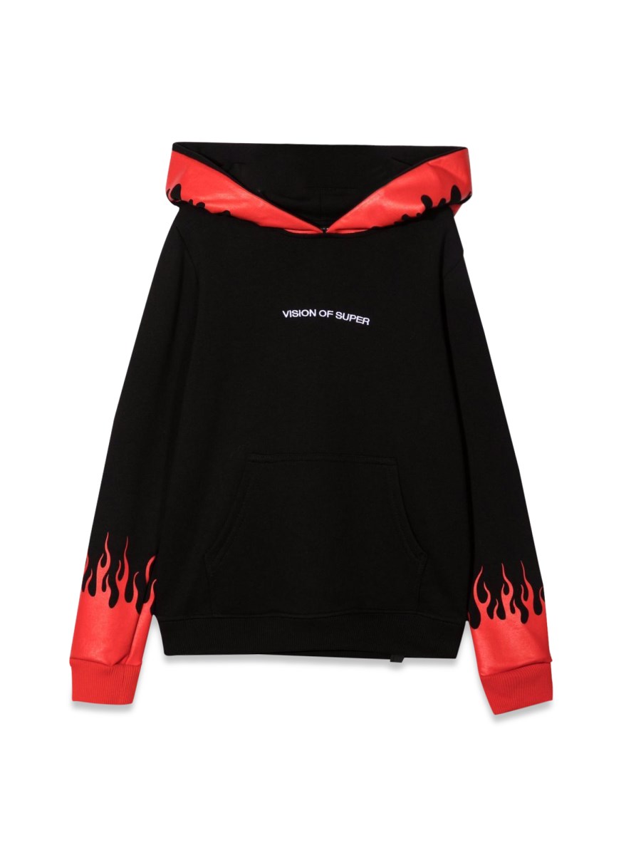 BLACK HOODIE WITH RED FLAMES