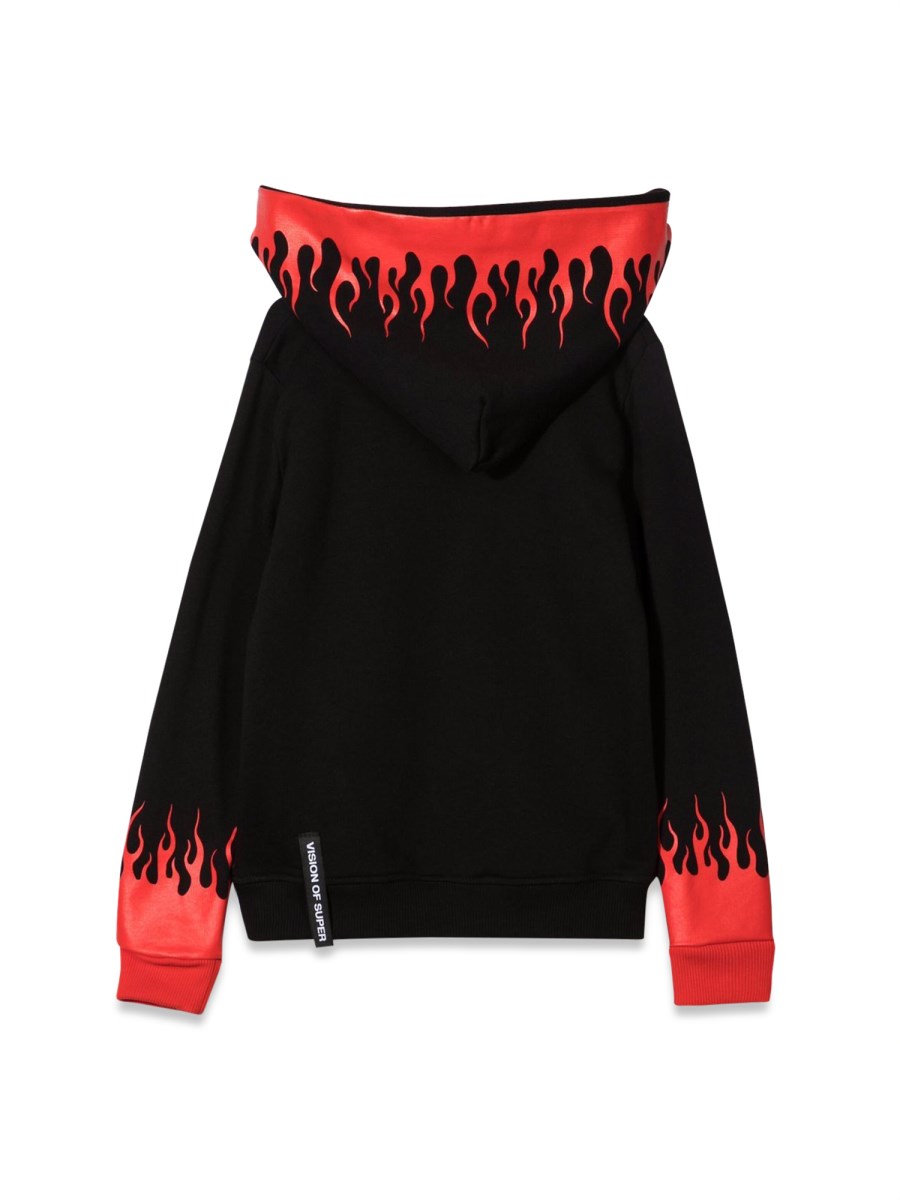 BLACK HOODIE WITH RED FLAMES