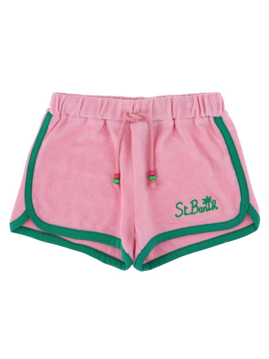 SHORTS IN SPUGNA CON ELASTICO E LOGO RICAMATO