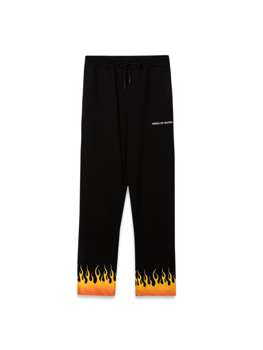 BLACK PANTS WITH RED SHADED FLAMES