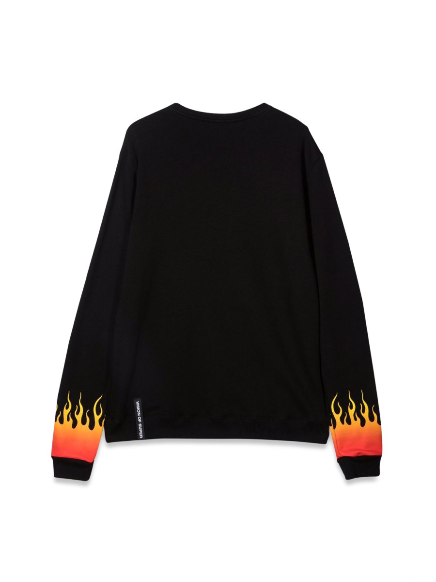 BLACK CREWNECK  WITH RED SHADED FLAMES