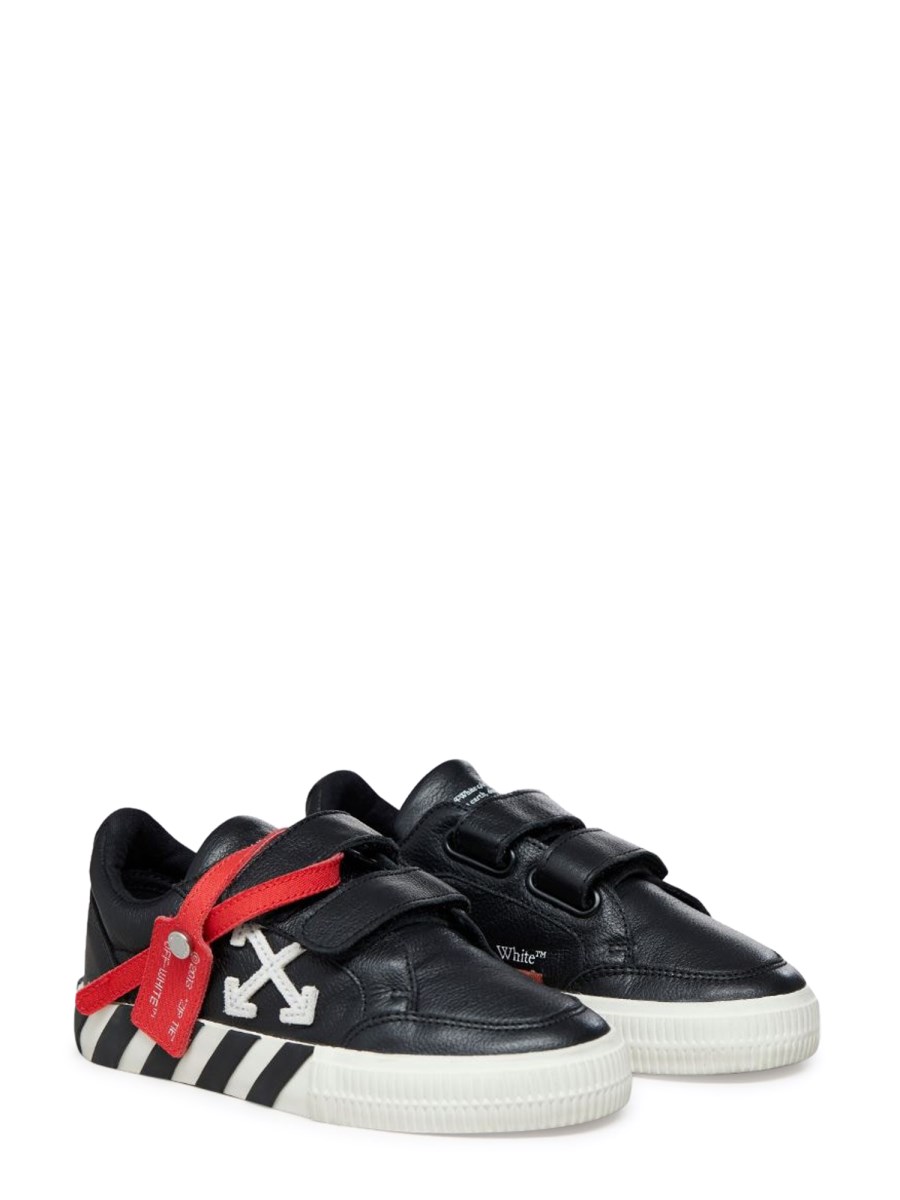 Off white store striped vulcanized sneakers