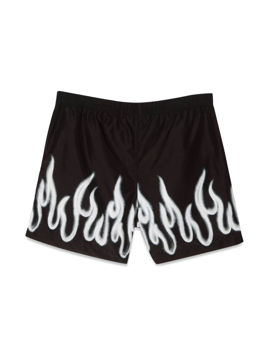 BLACK SWIMWEAR KIDS WITH WHITE SPRAY FLAMES