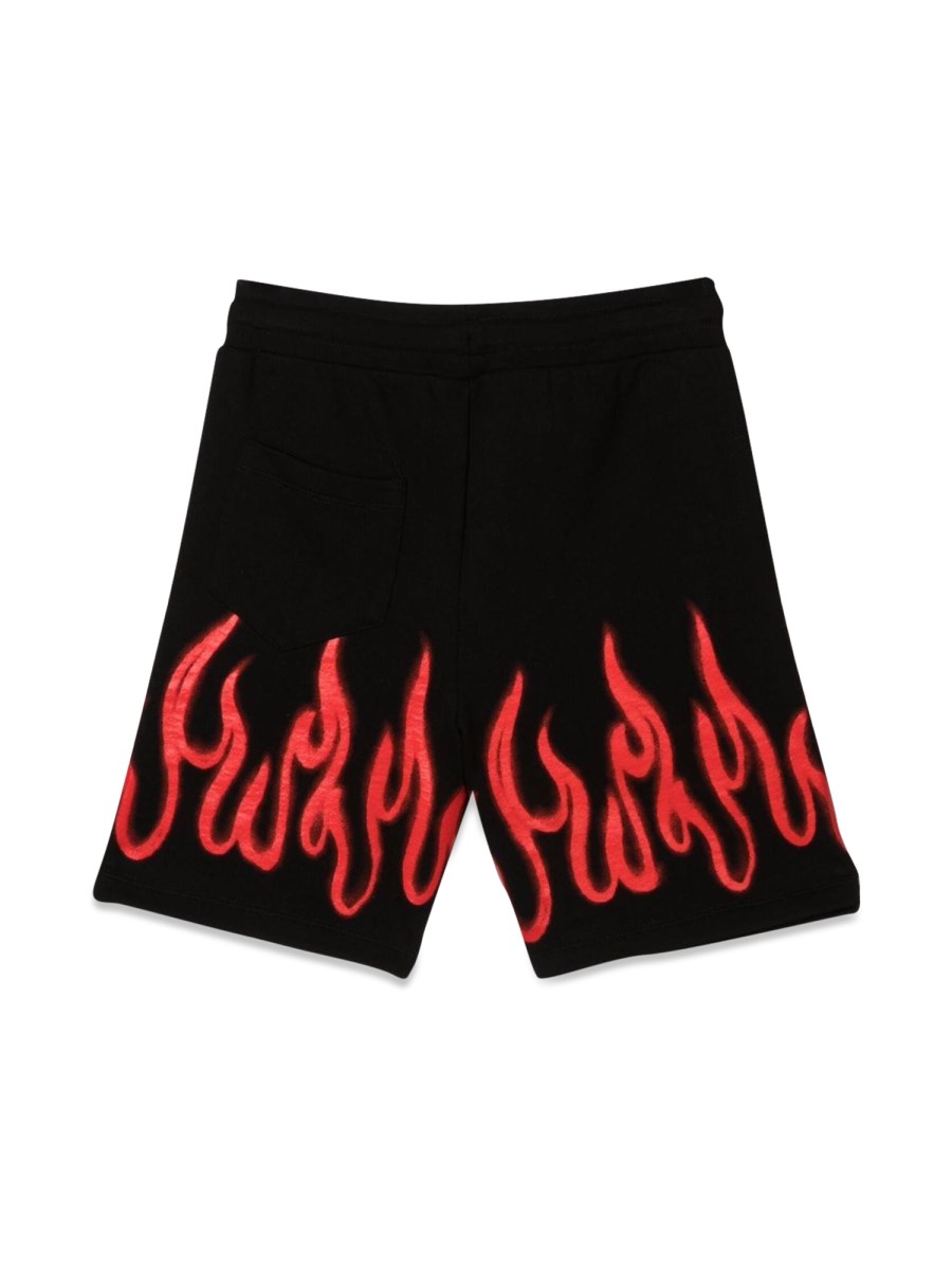 BLACK SHORTS KIDS WITH RED SPRAY FLAMES