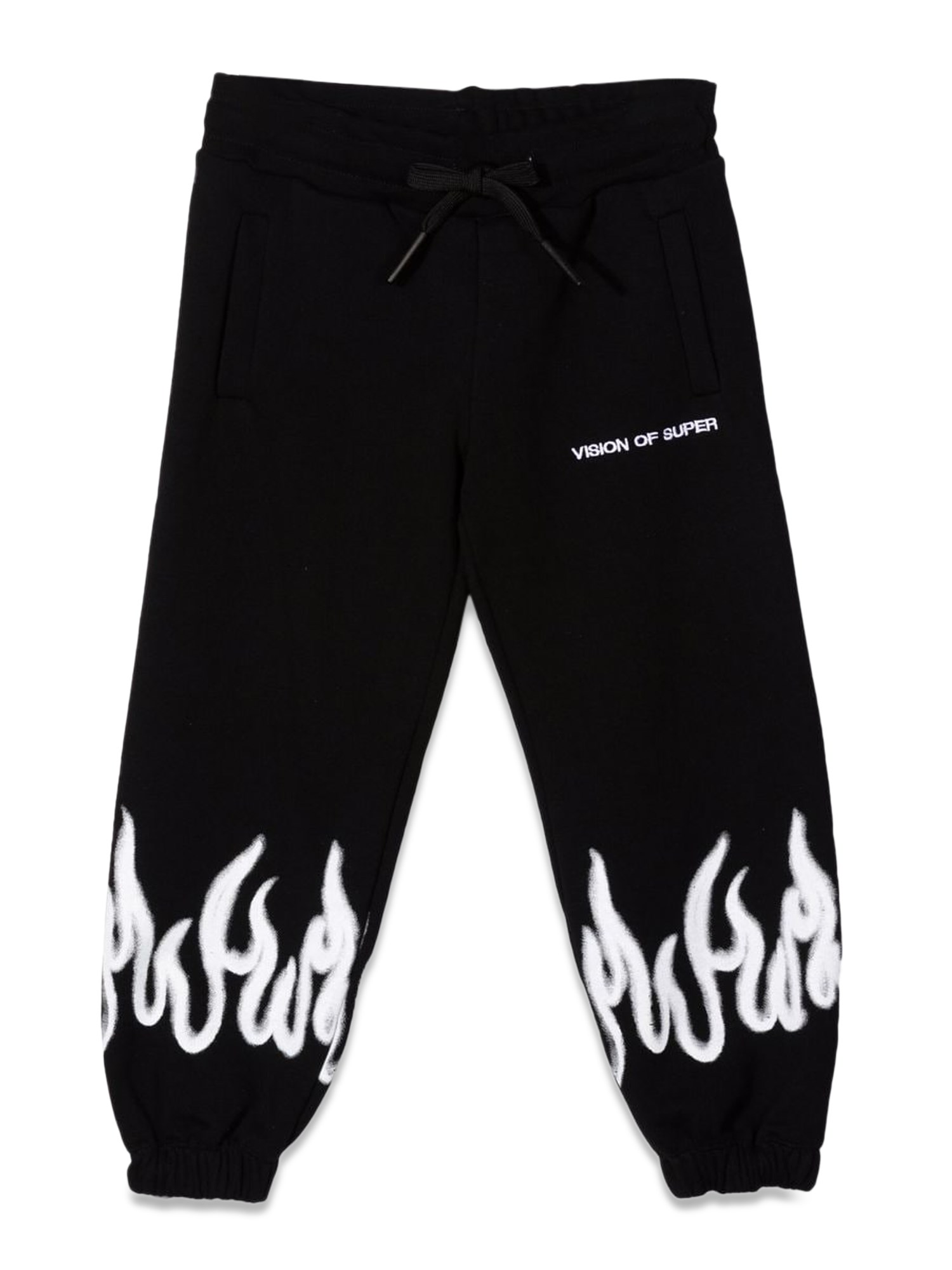 vision of super black pants kids with white spray flames