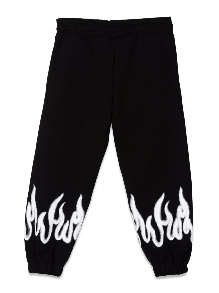 BLACK PANTS KIDS WITH WHITE SPRAY FLAMES