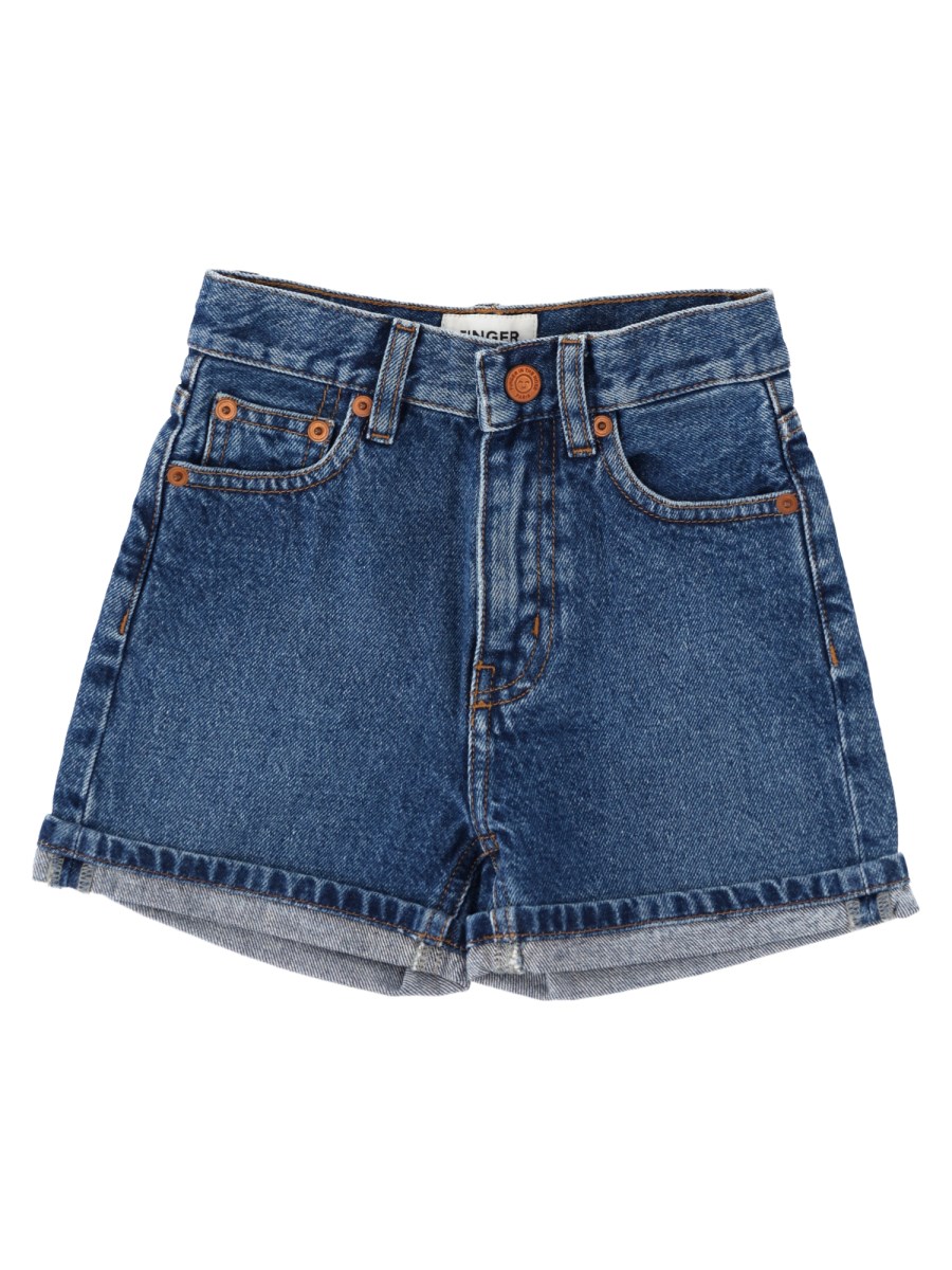 BERMUDA IN DENIM A 5 TASCHE A VITA ALTA