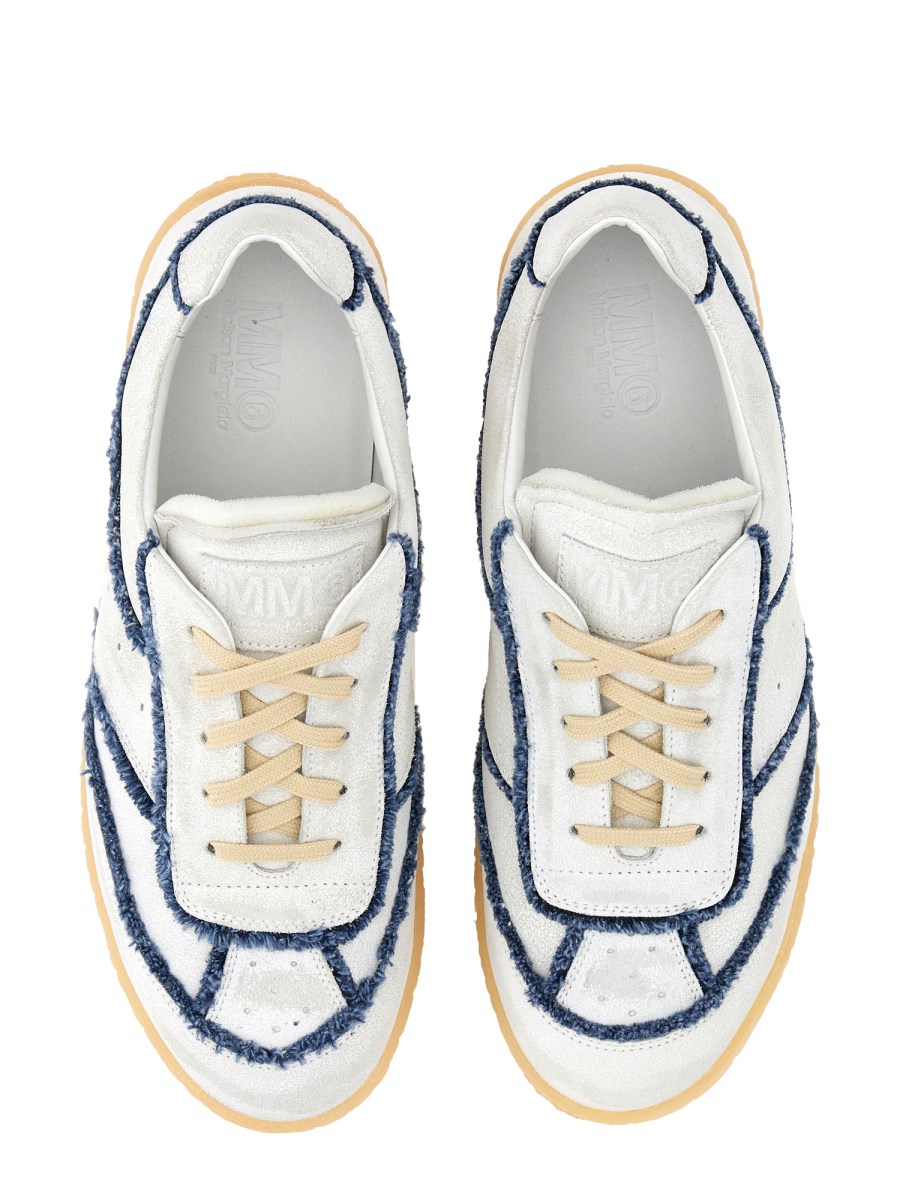 MM6 MAISON MARGIELA - CRACKLE-EFFECT LEATHER SNEAKER WITH MM6 MAISON MARGIELA - CRACKLE-EFFECT LEATHER SNEAKER WITH