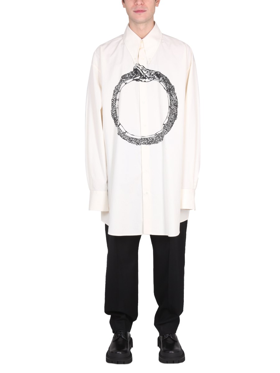 ★MM6 Maison Margiela★ Snake Print Shirt Off White S62DL007 Pre-Loved] Maison Margiela M Ivory Snake Printed Cotton T