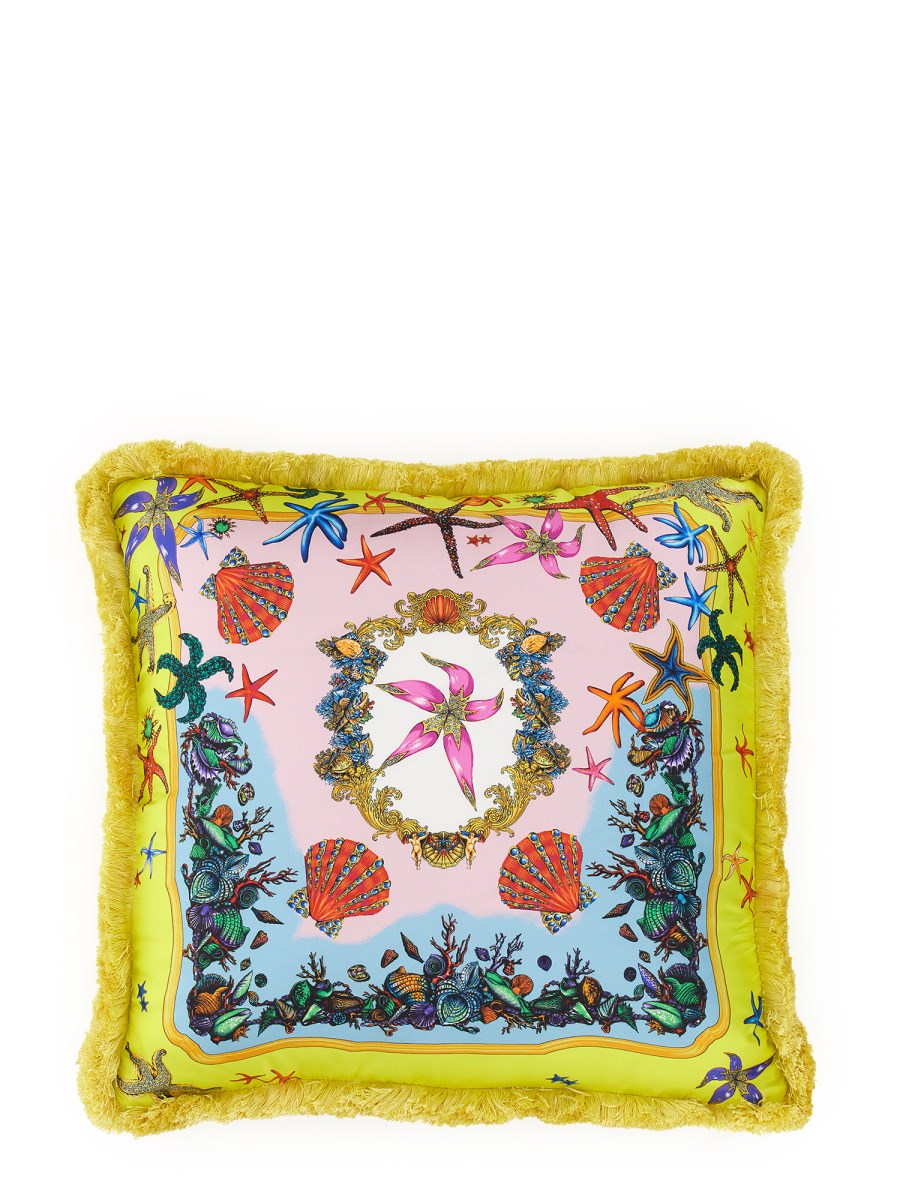 VERSACE - SILK PILLOW WITH SEA TREASURES PRINT AND BANGS