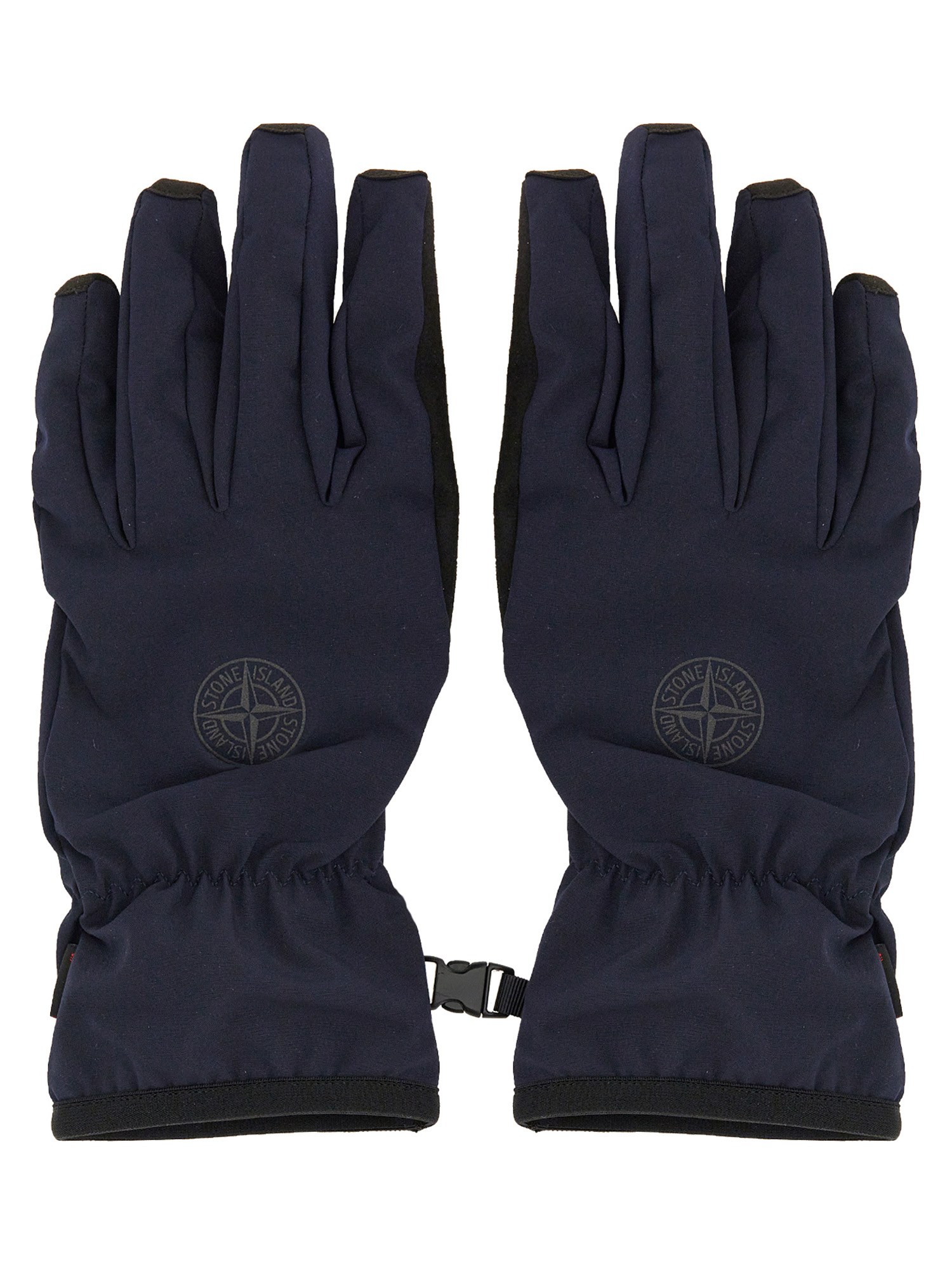 Stone Island Technical Fabric Gloves In Blue