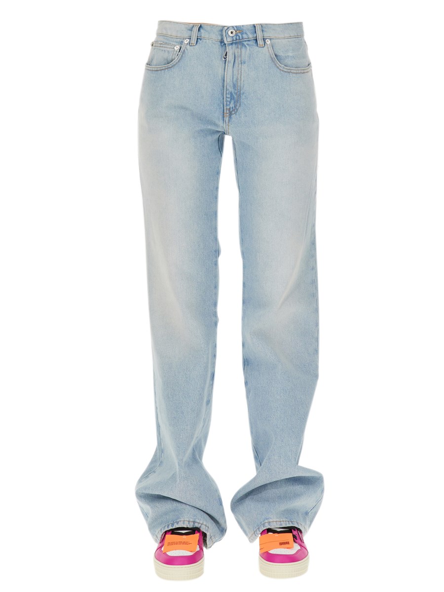 OFF-WHITE JEANS BEACH BABY BAGGY IN DENIM DI COTONE