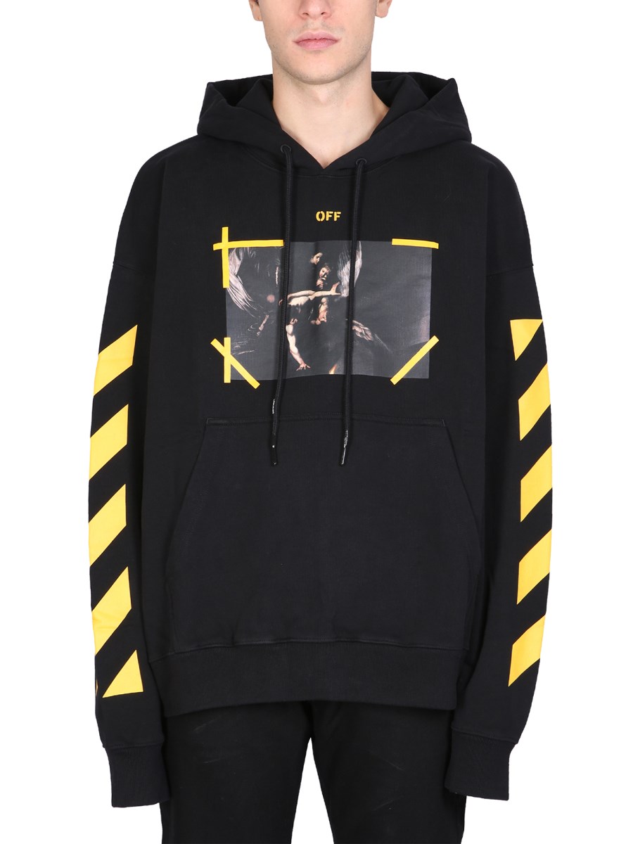 Off white black on sale and yellow sweatshirt