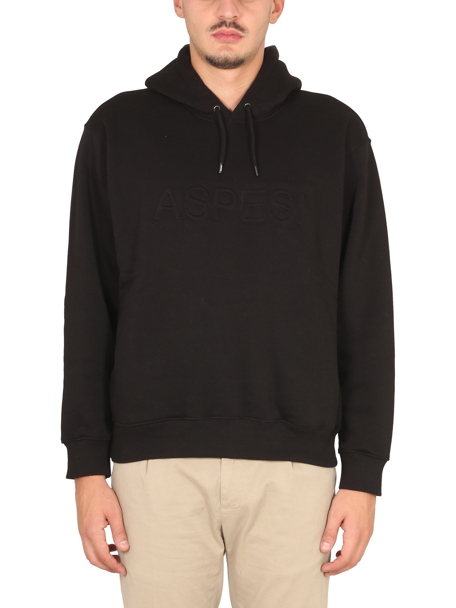 aspesi sweatshirt with logo and hood