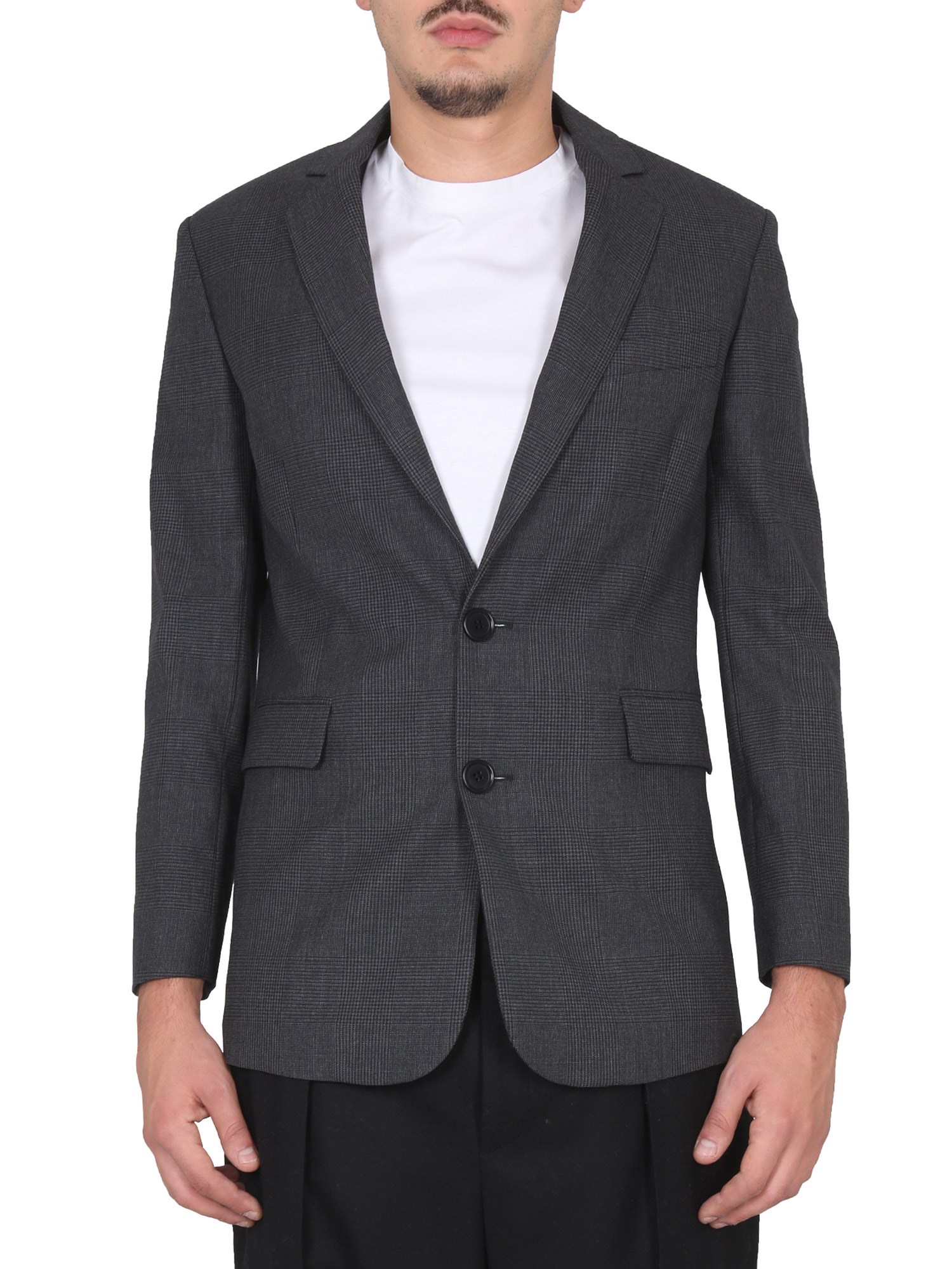 Shop Aspesi Single-breasted Virgin Wool Jacket In Grey