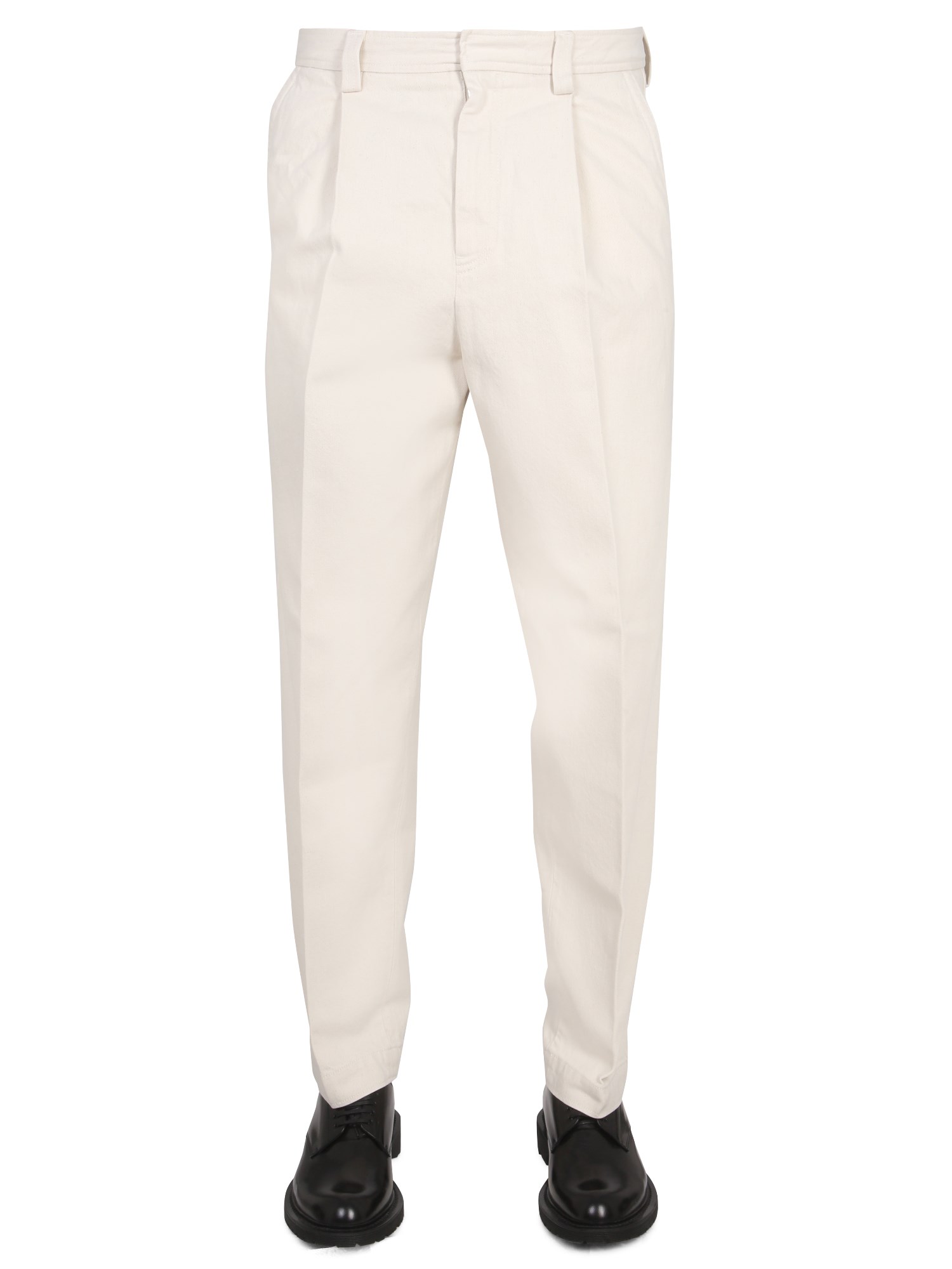 Zegna Off-white Bull Denim Trousers In White