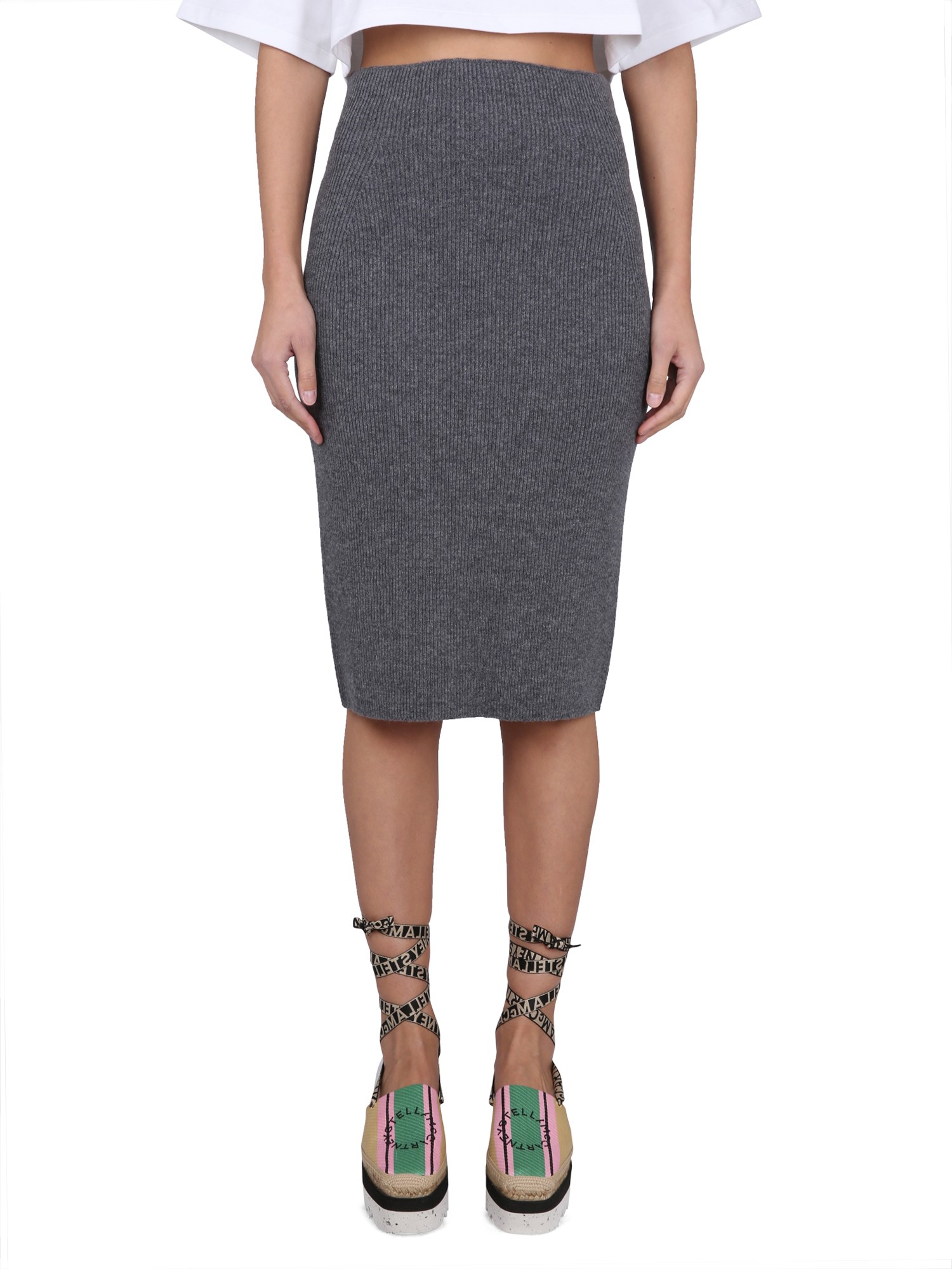 Shop Stella Mccartney Midi Skirt In Grey