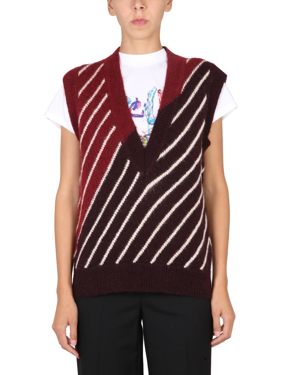 STELLA McCARTNEY GILET IN MAGLIA A RIGHE