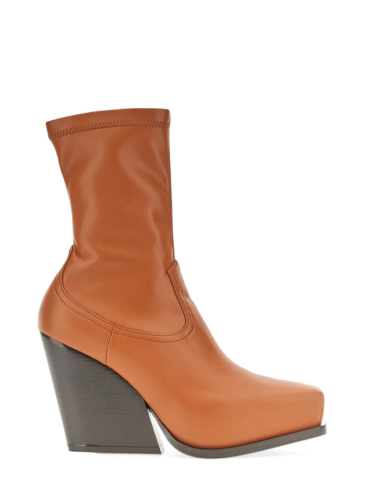 Stella Mccartney Cowboy Zipped Stretched Ankle Boots In Brown