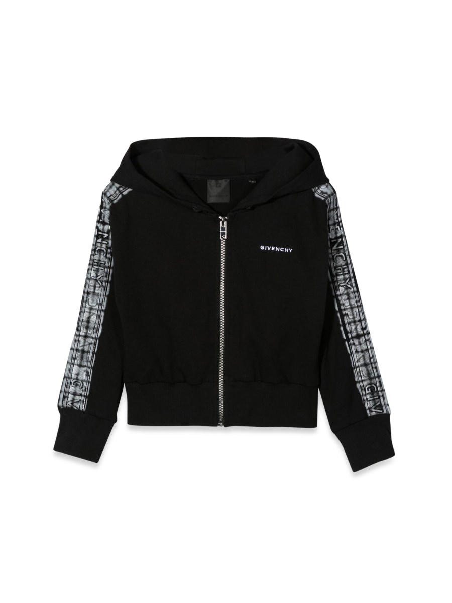 GIVENCHY CARDIGAN CON CAPPUCCIO E ZIP BANDA LOGATA SULLE MANICHE