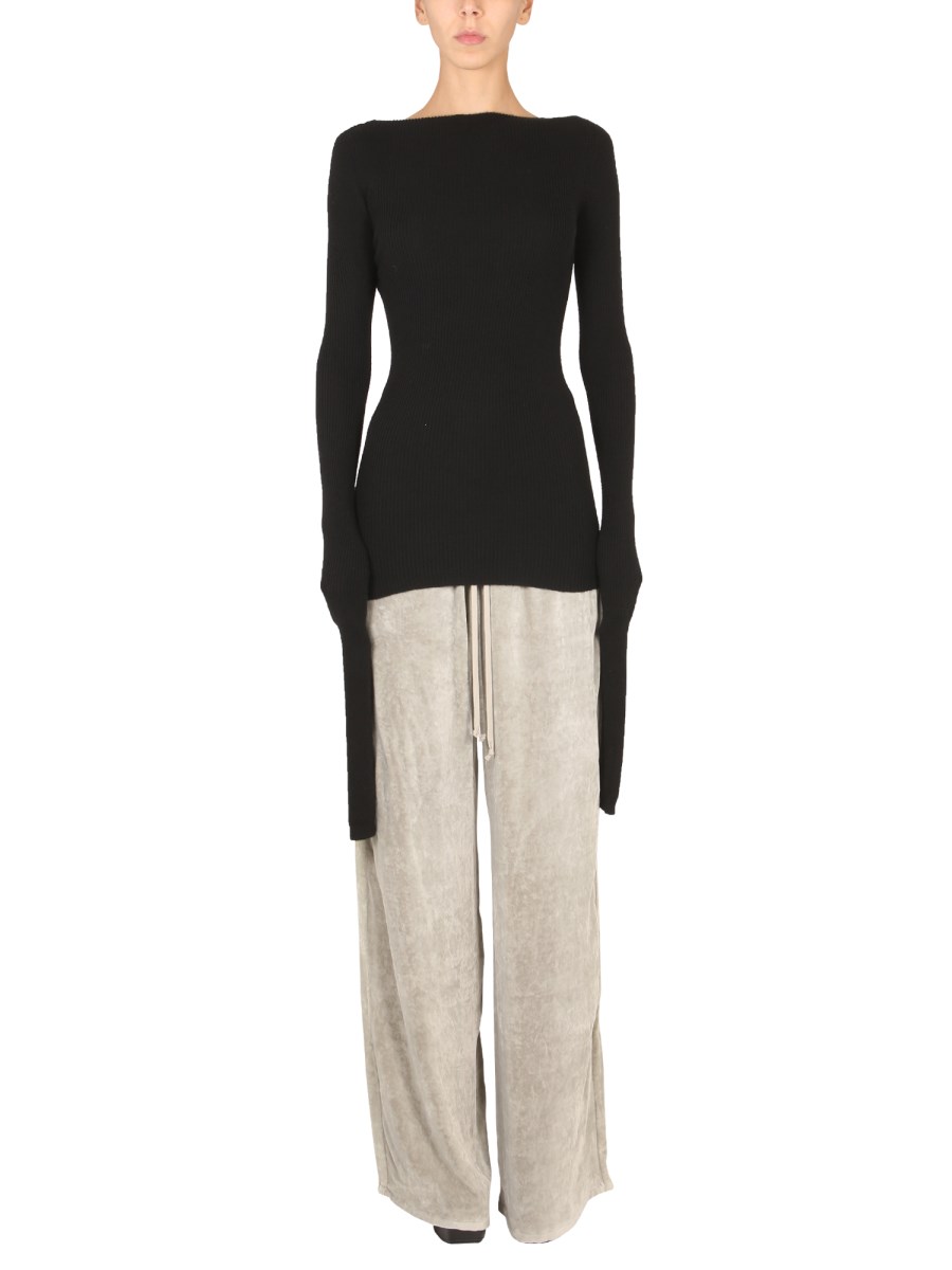 RICK OWENS MAGLIA CON MANICHE OVERSIZE E SCHIENA CUT-OUT