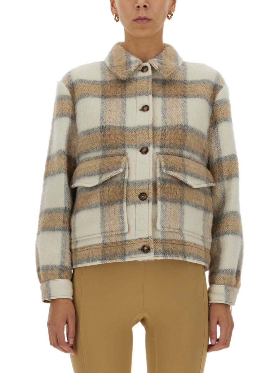 WOOLRICH GIACCA IN LANA CON STAMPA CHECK