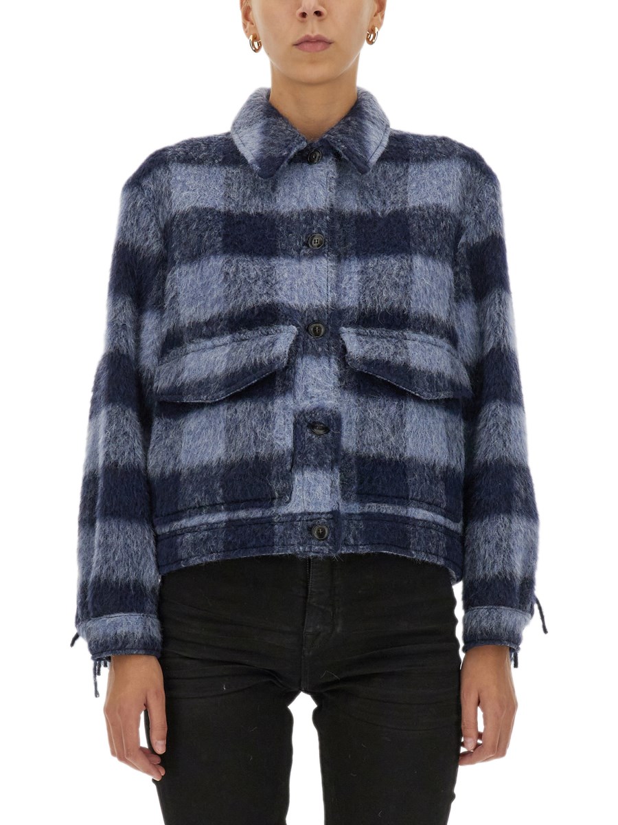 WOOLRICH GIACCA IN LANA CON STAMPA CHECK