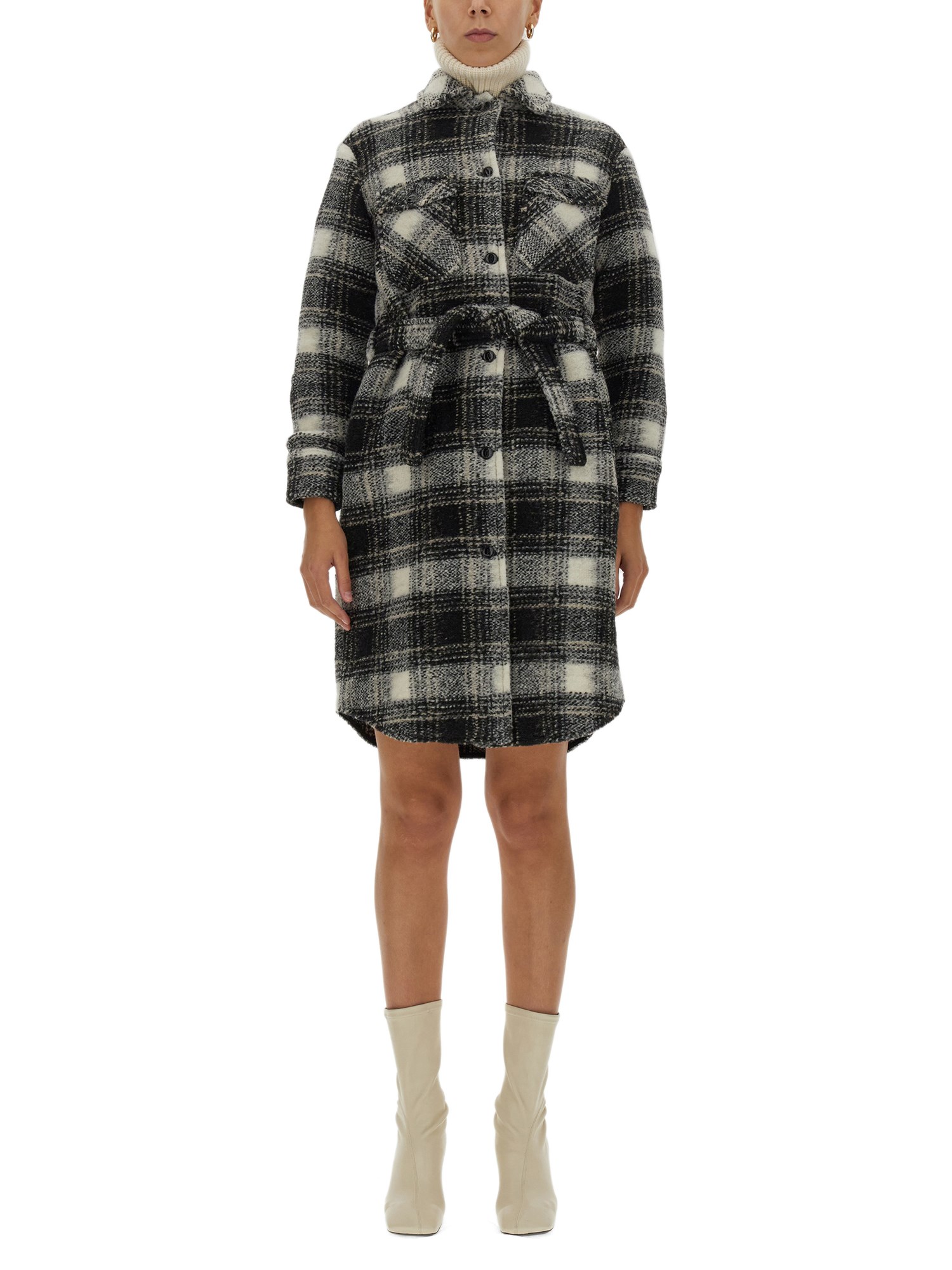 woolrich check print coat
