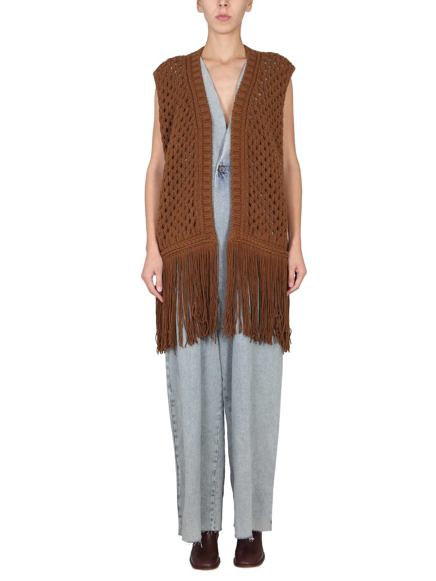 Shop Alysi Net Vest. In Brown