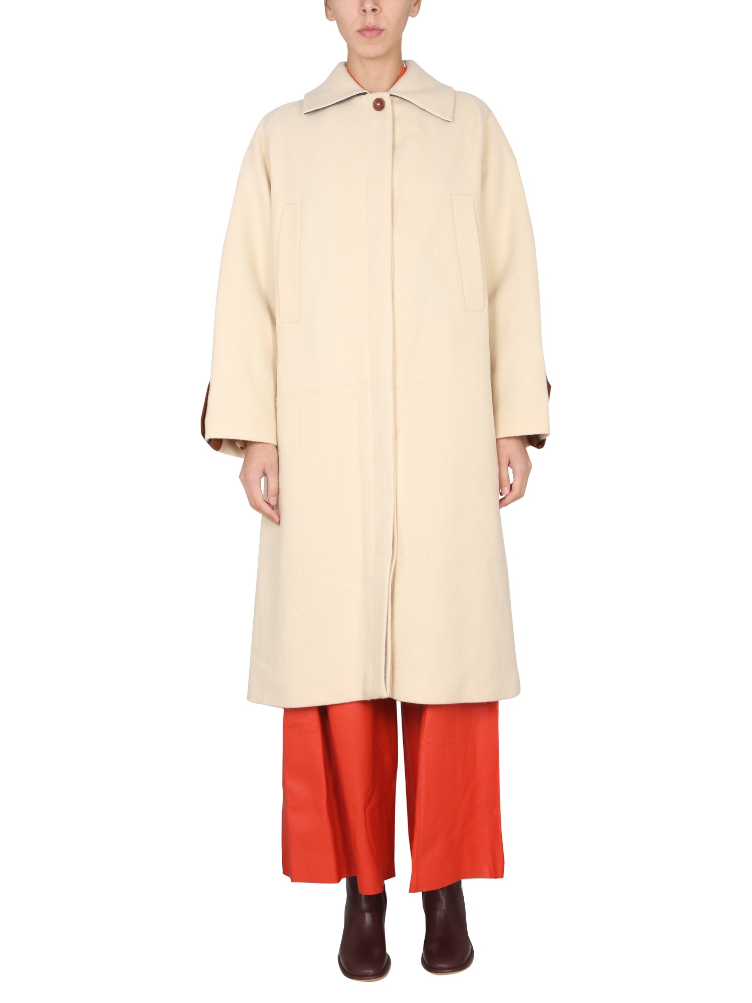Alysi Button-cuff Wool-blend Coat In Beige