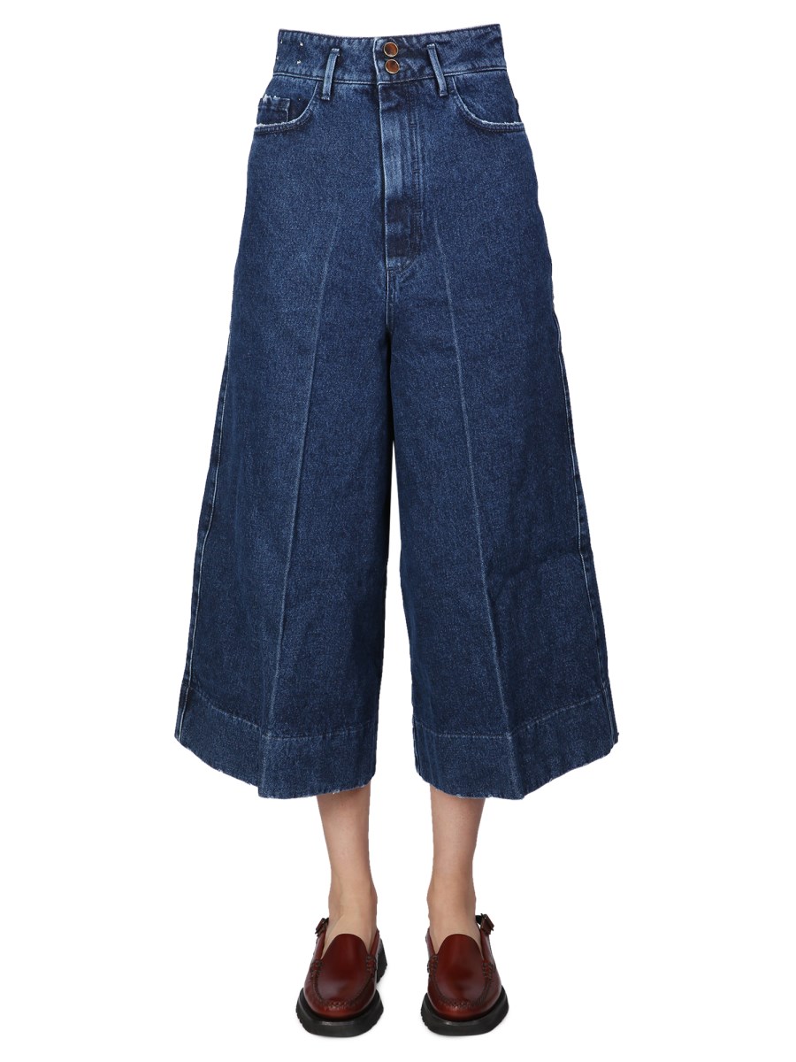 ALYSI JEANS WIDE LEG IN DENIM DI COTONE