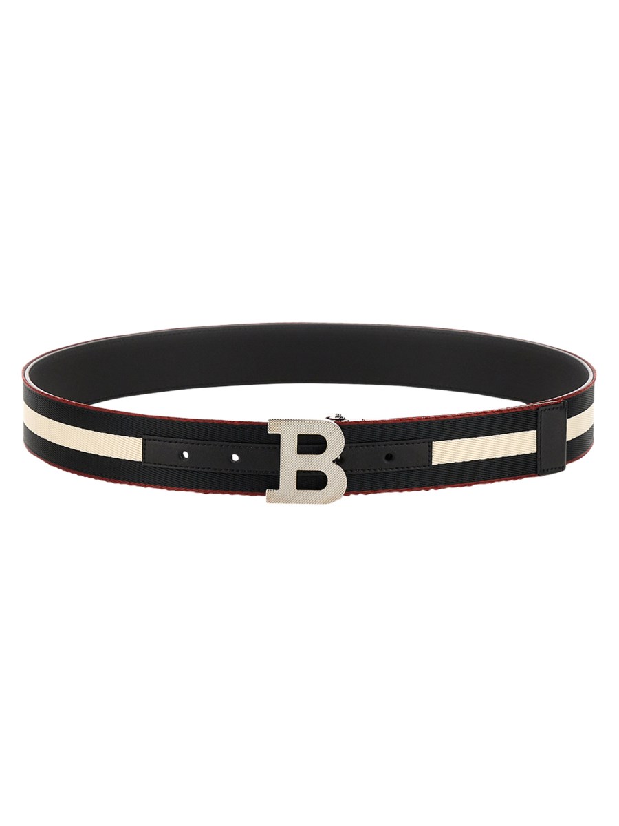 BALLY LEATHER B BUCKLE BELT WITH STRIPE AND LOGO BUCKLE Eleonora Bonucci