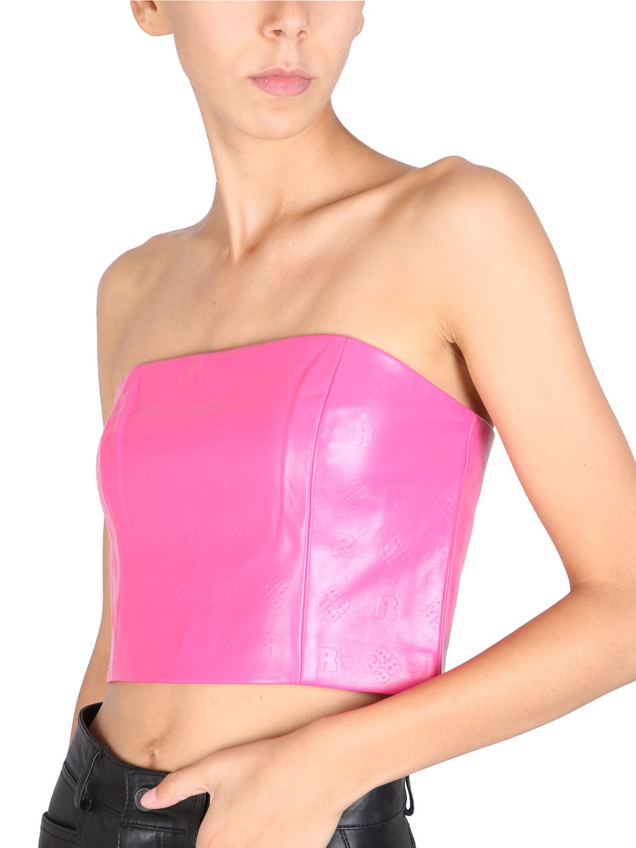 Hot Pink Vinyl Bandeau Crop Top