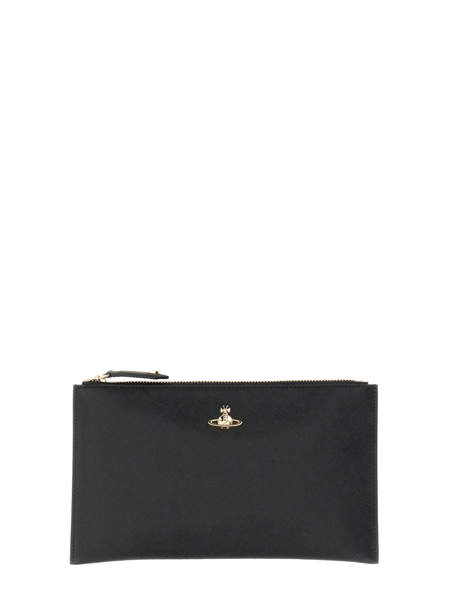 VIVIENNE WESTWOOD VICTORIA LEATHER ZIPPERED CLUTCH BAG Eleonora Bonucci