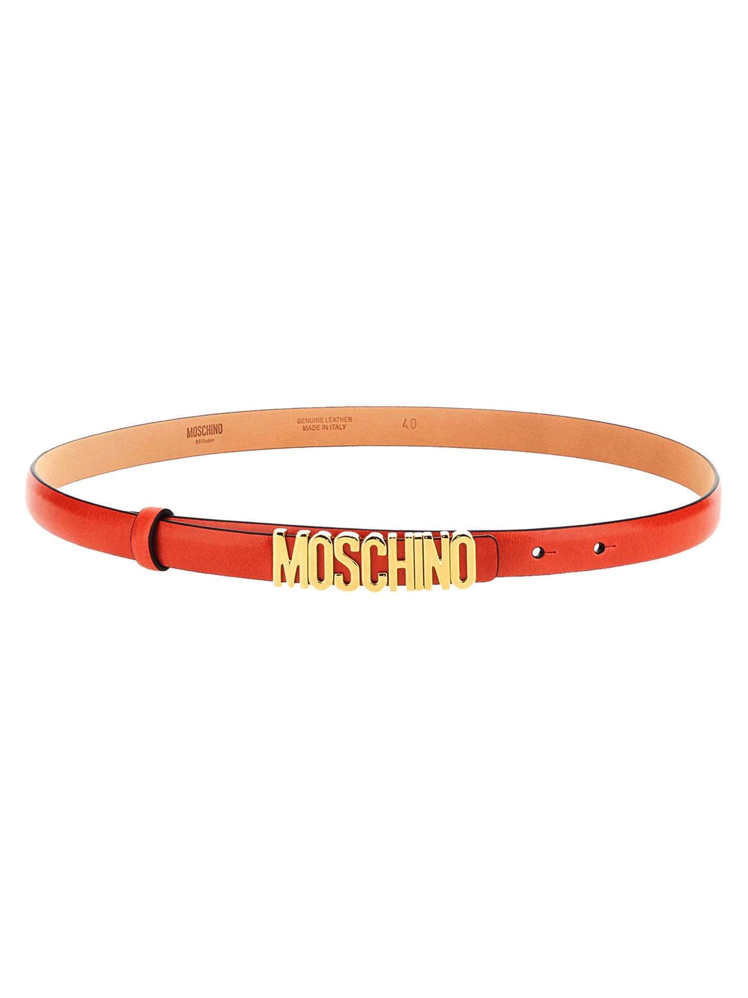 Moschino Logo Buckle Belt In Orange