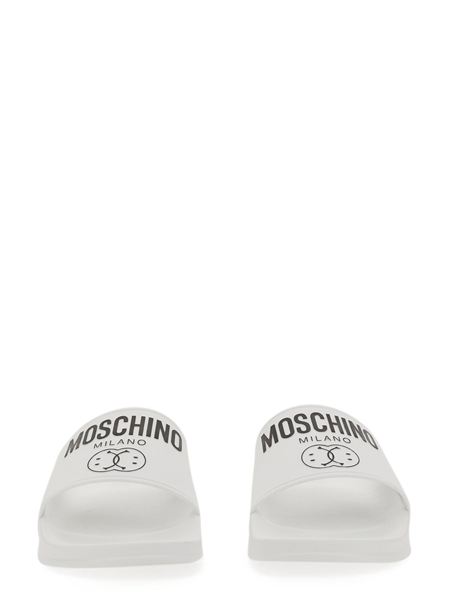 Moschino slides white hot sale