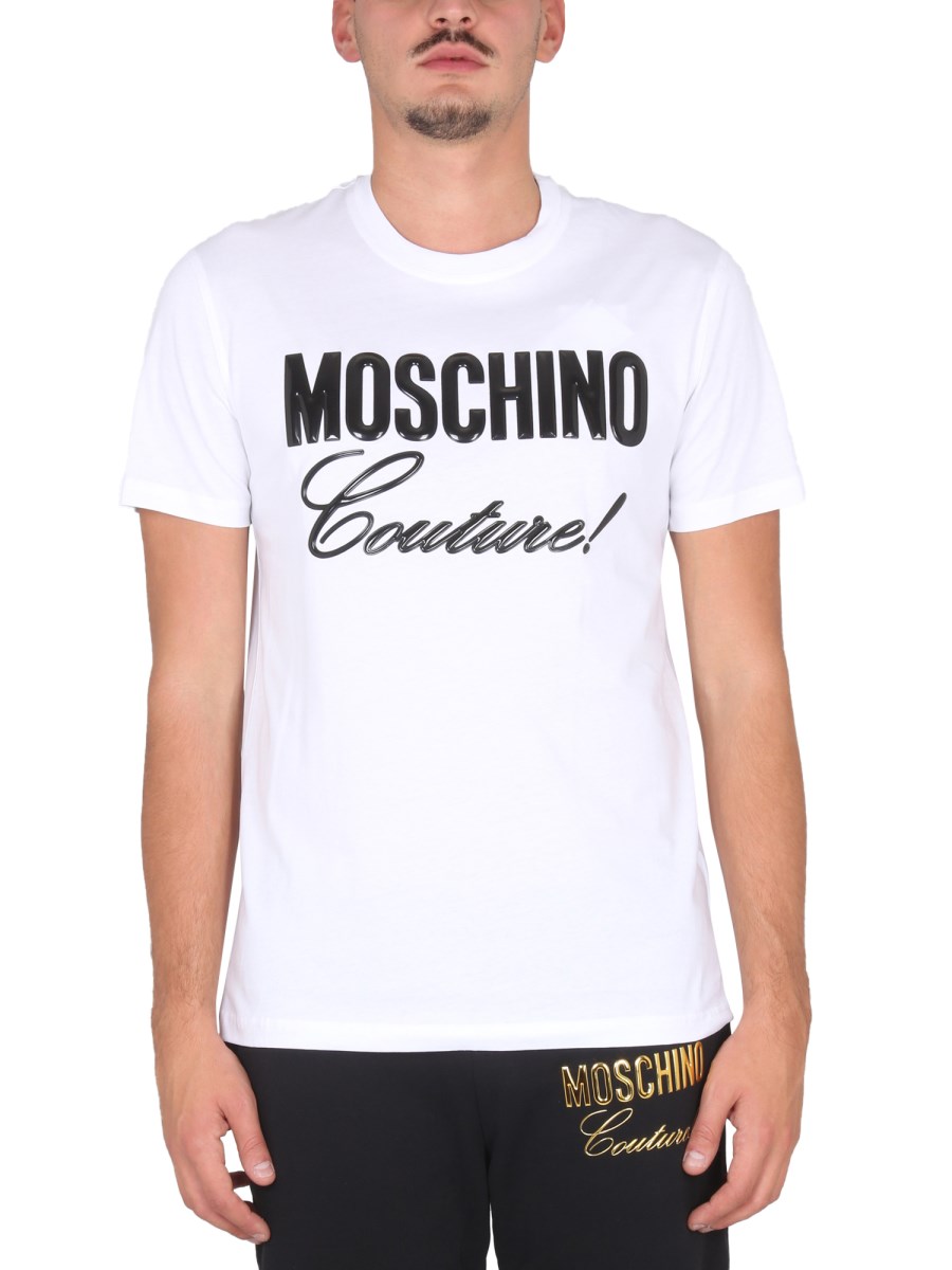 Mens Moschino grey Cotton Logo Print T-Shirt