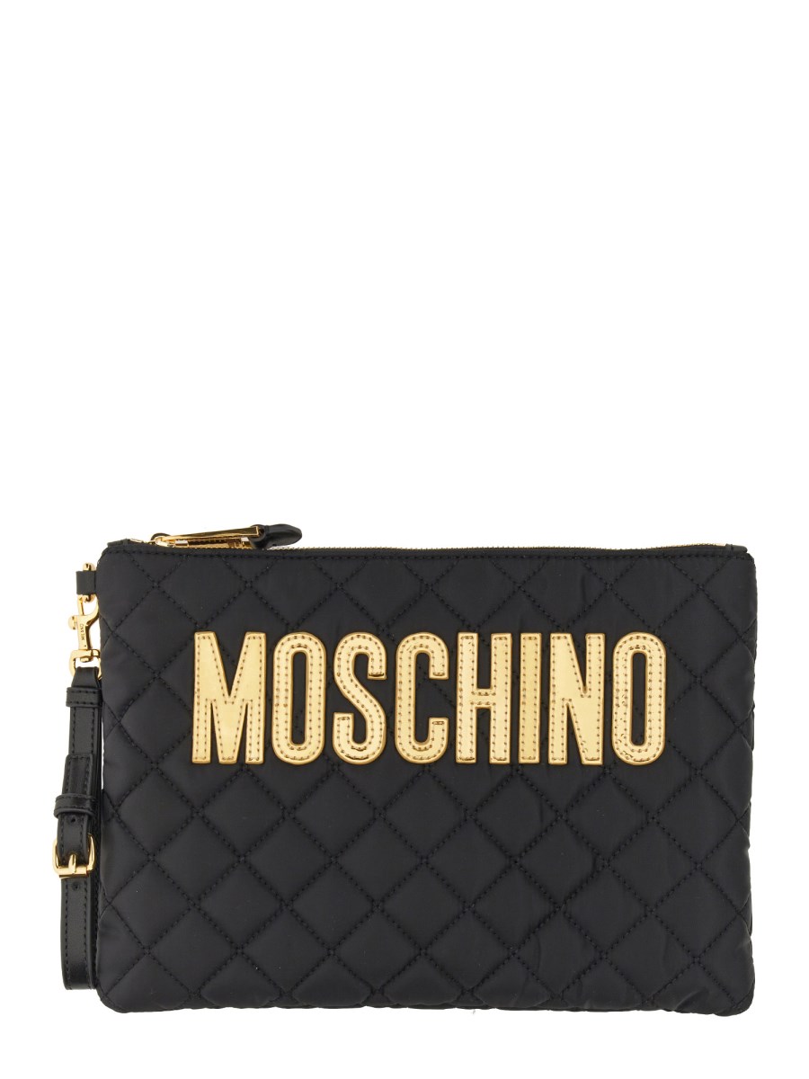 MOSCHINO QUILTED NYLON CLUTCH BAG WITH LOGO Eleonora Bonucci