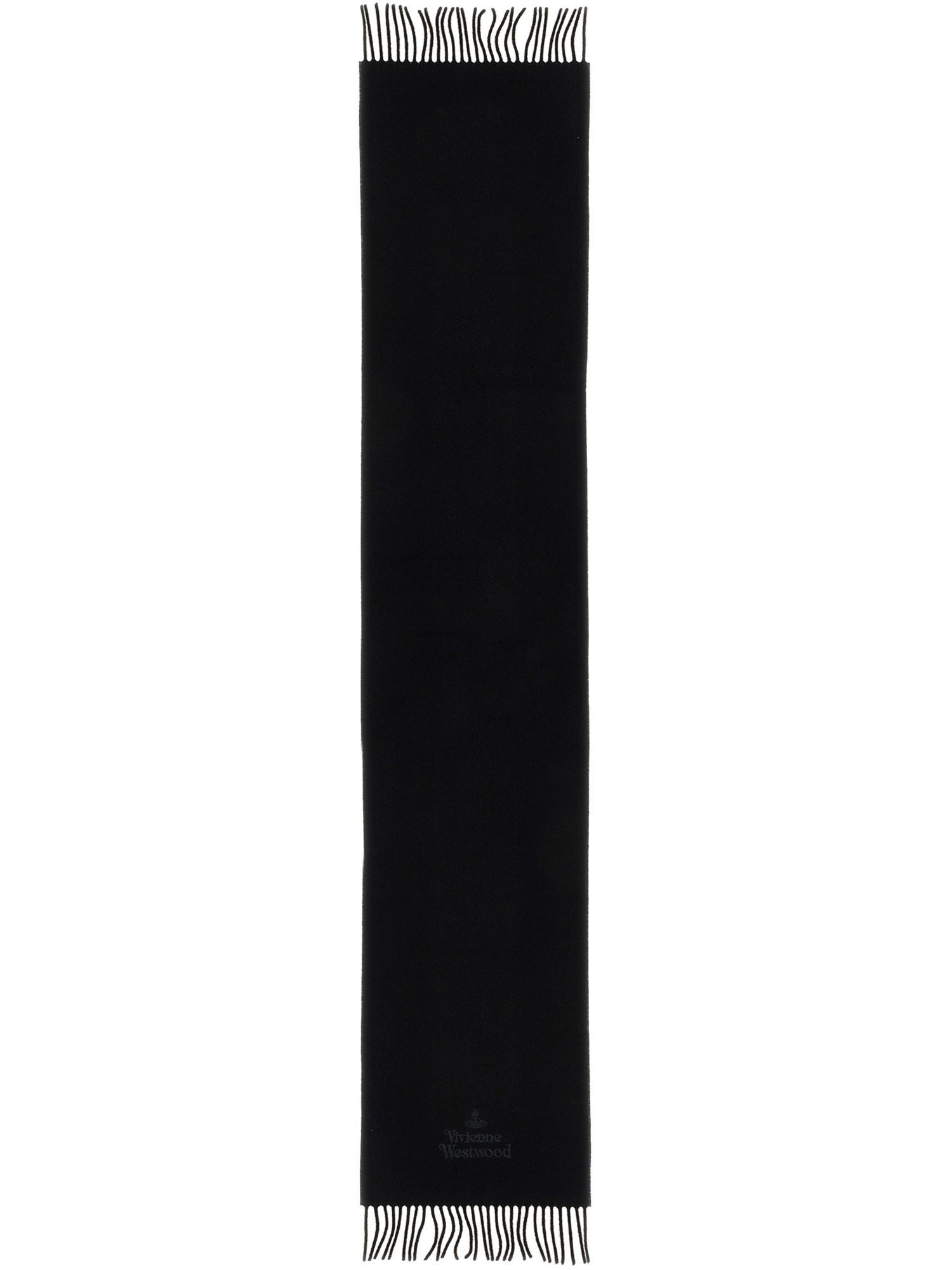 Vivienne Westwood Orb And Logo-embroidered Wool Scarf In Black