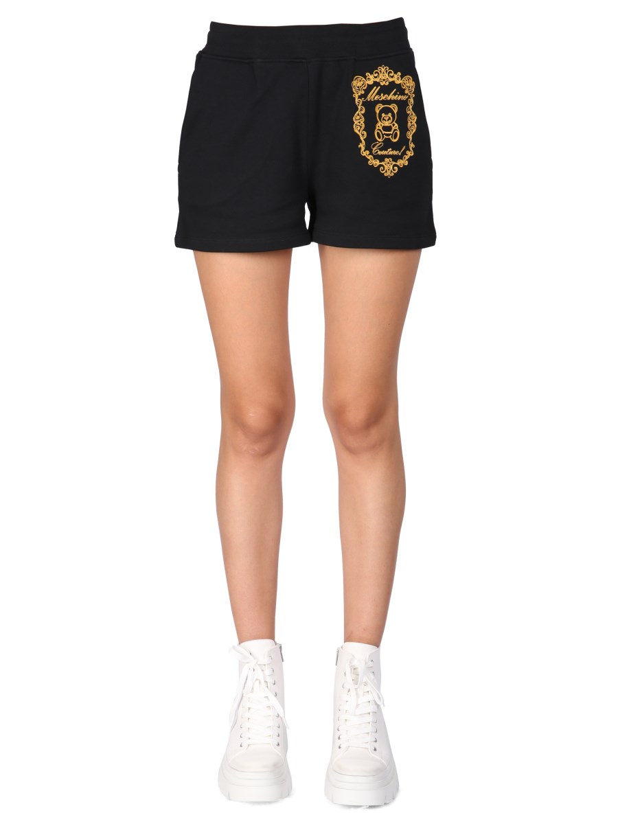 MOSCHINO SHORTS IN FELPA DI COTONE CON LOGO