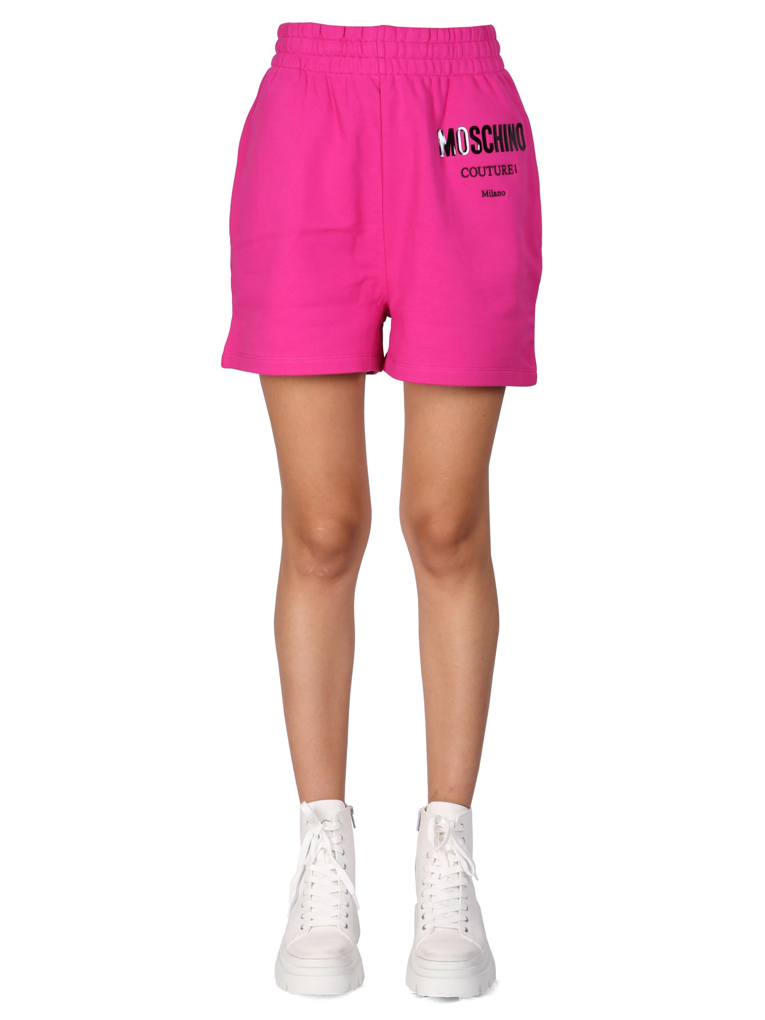 moschino shorts with vinyl logo