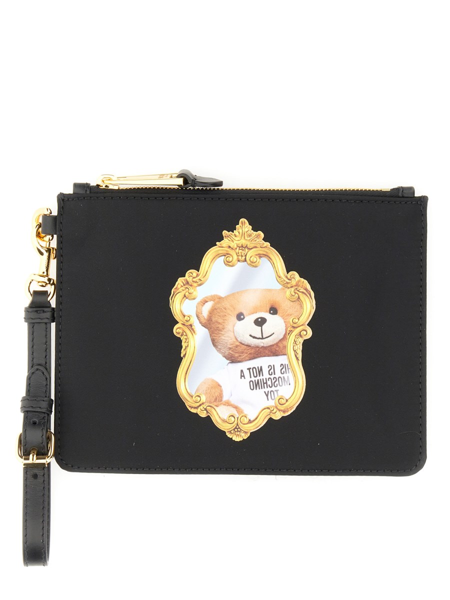 MOSCHINO - TEDDY BEAR PRINT LEATHER CLUTCH BAG - Eleonora Bonucci