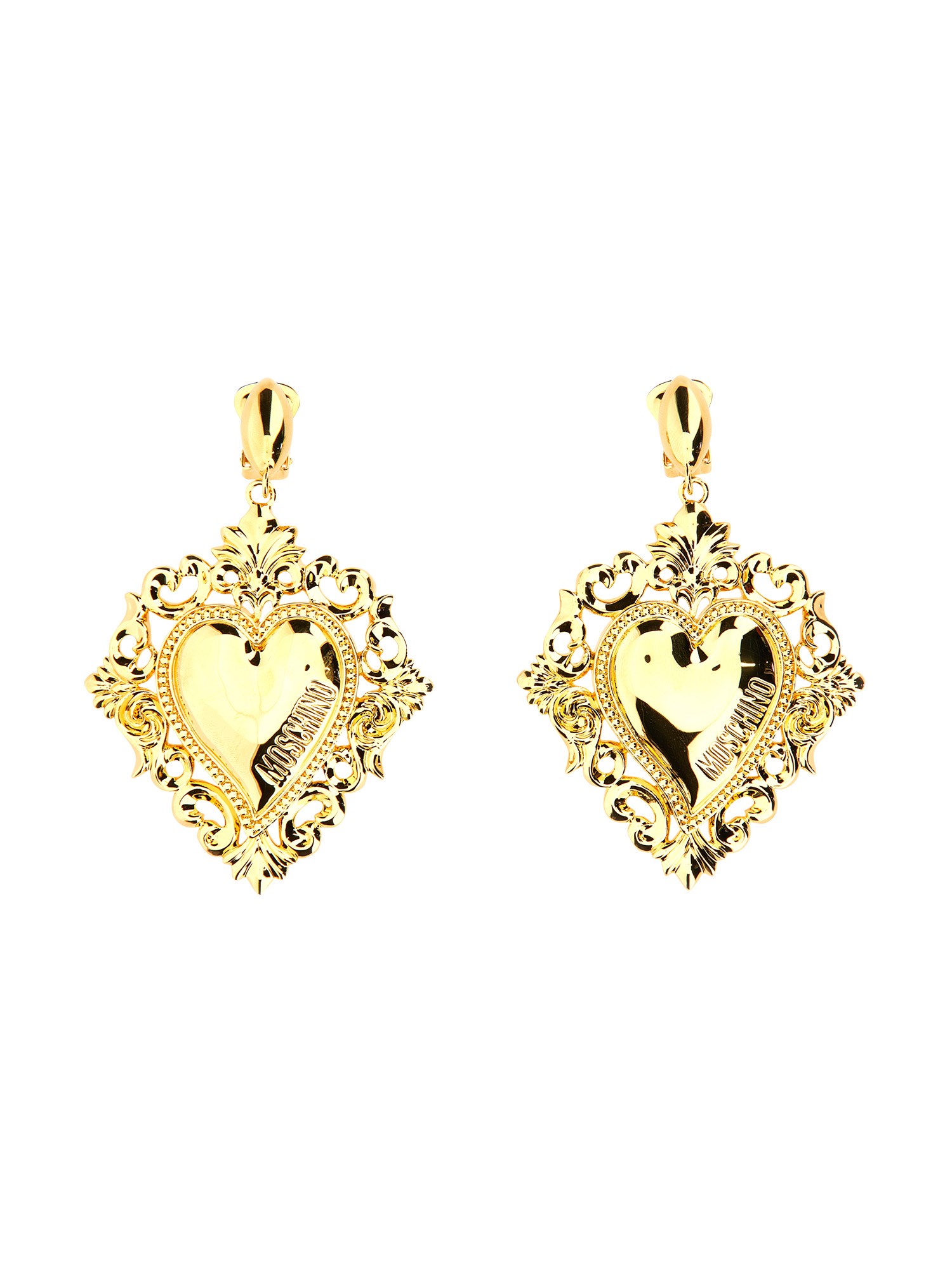 moschino "gold heart" earrings