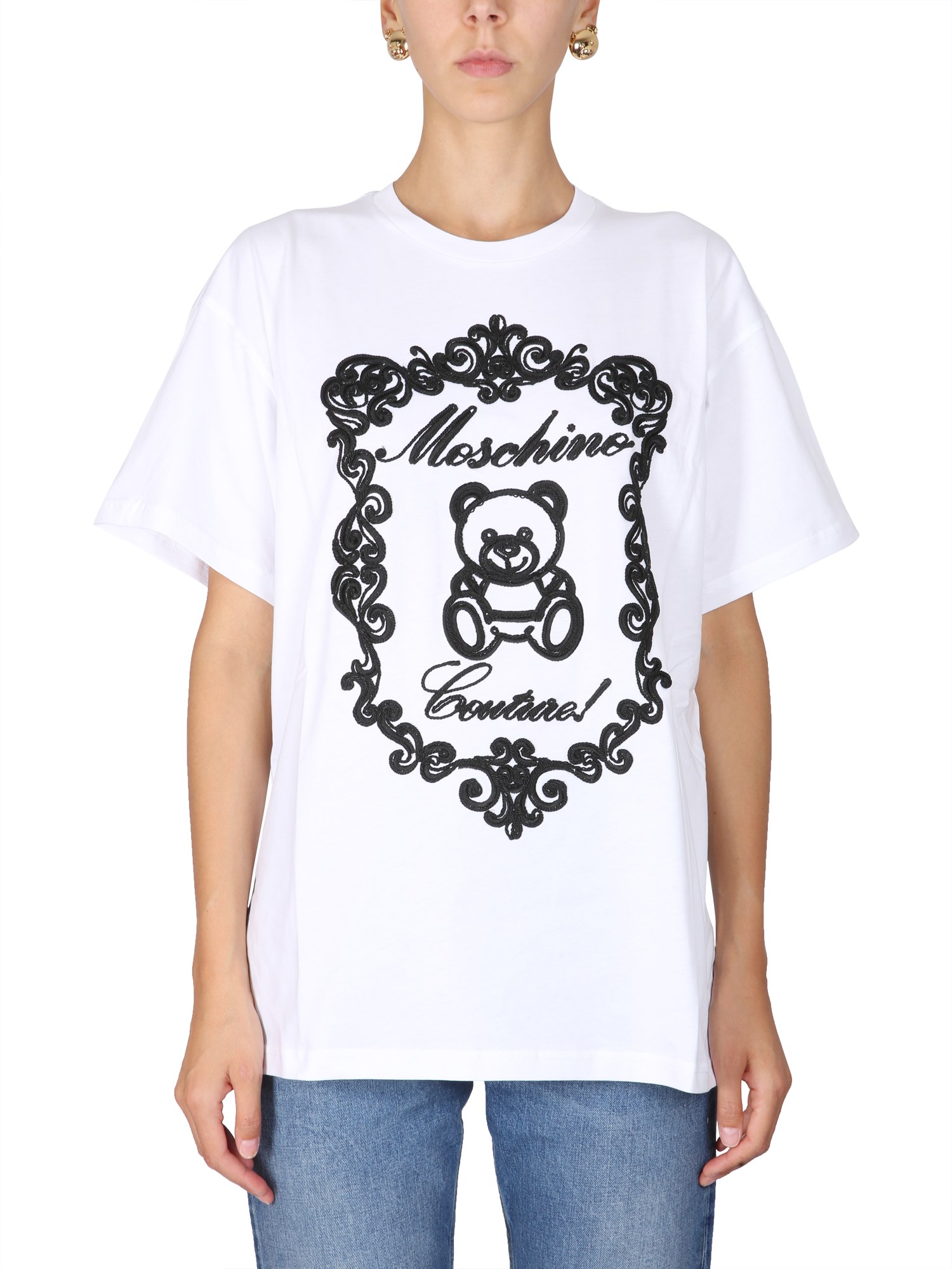 moschino t-shirt with teddy embroidery