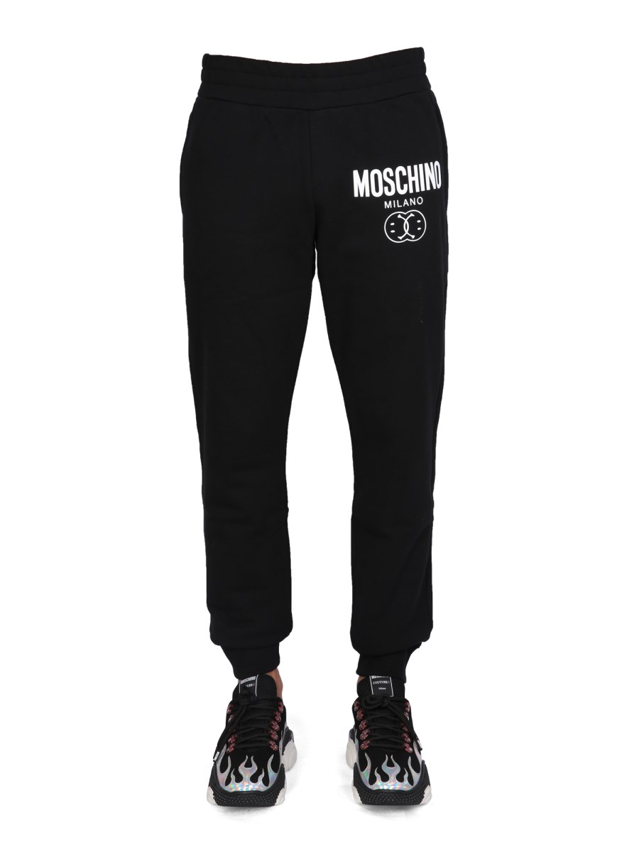 MOSCHINO - COTTON FLEECE JOGGING PANTS WITH LOGO - Eleonora Bonucci