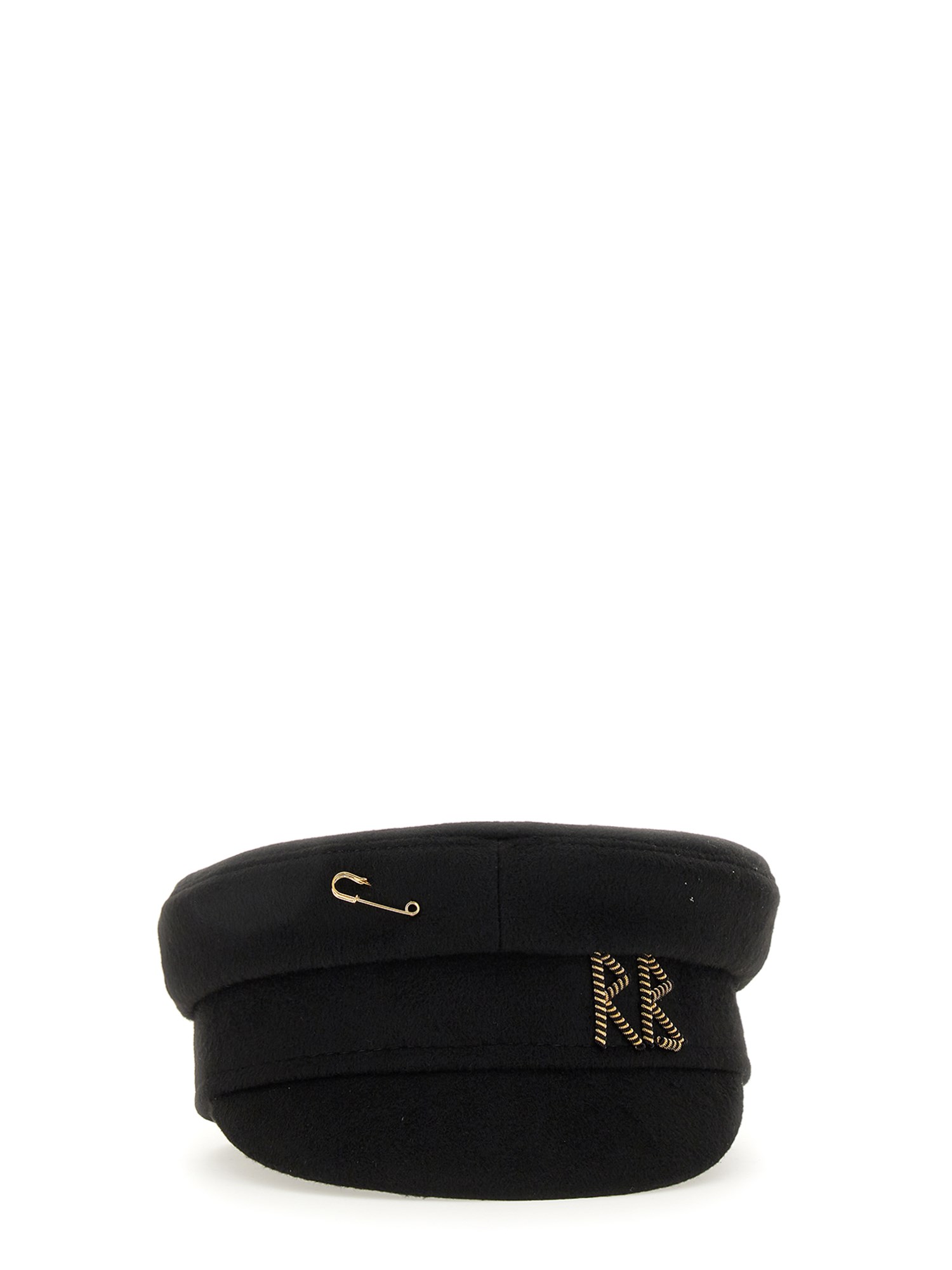 Ruslan Baginskiy Baker Boy Safety Pin Wool Cap In Black