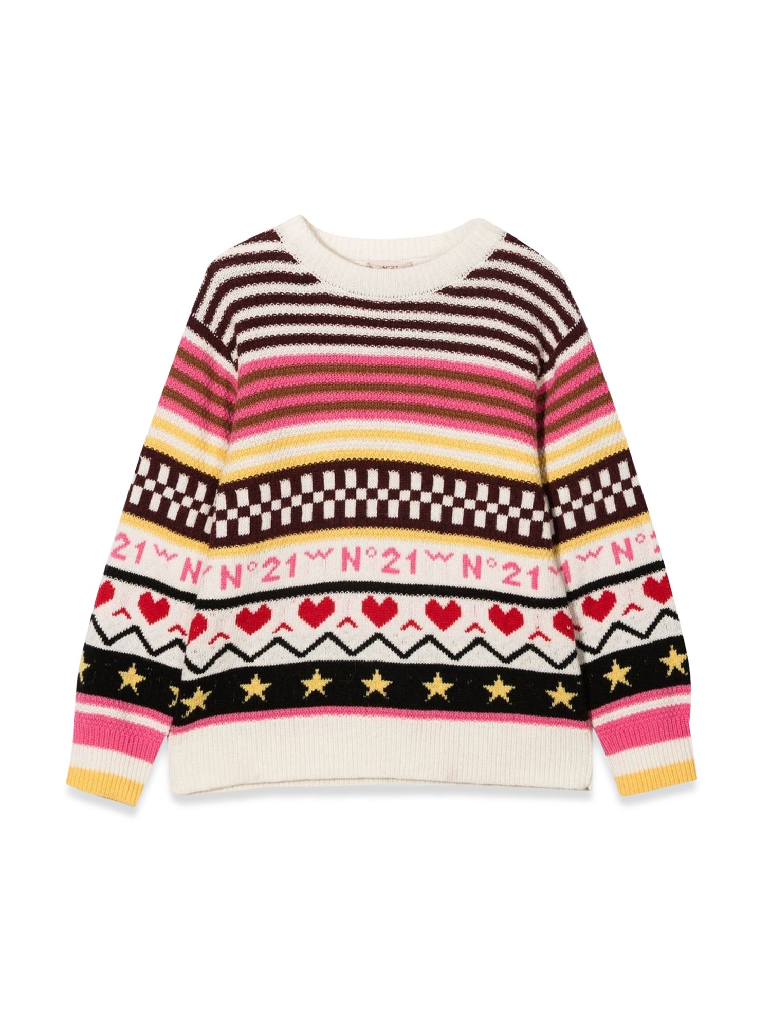 n°21 jacquard pattern allover crewneck sweater